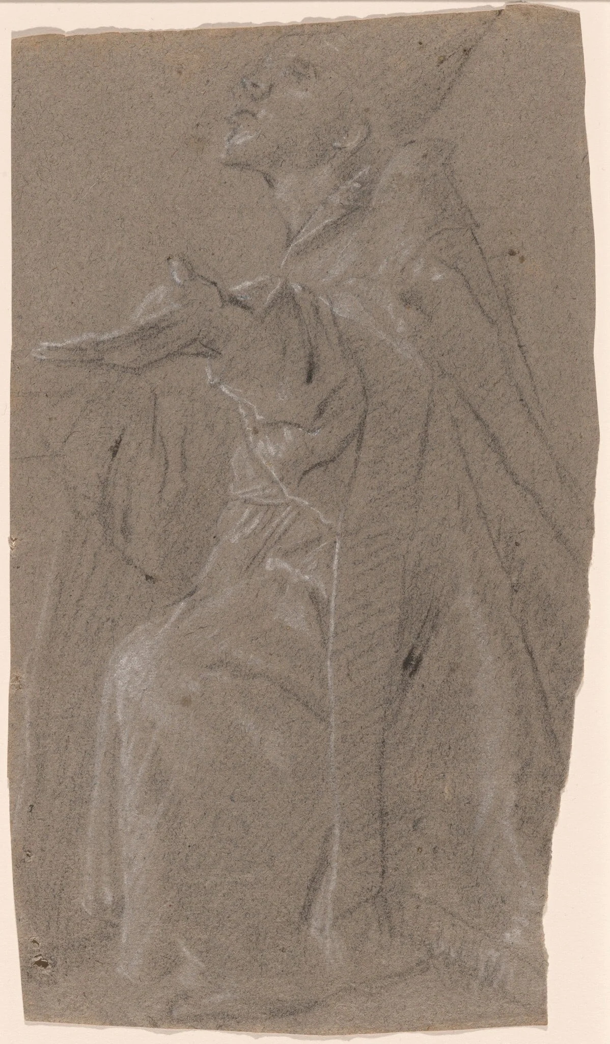 Bishop Saint in Supplication, by Pietro Bernardi, chalk, 1614
