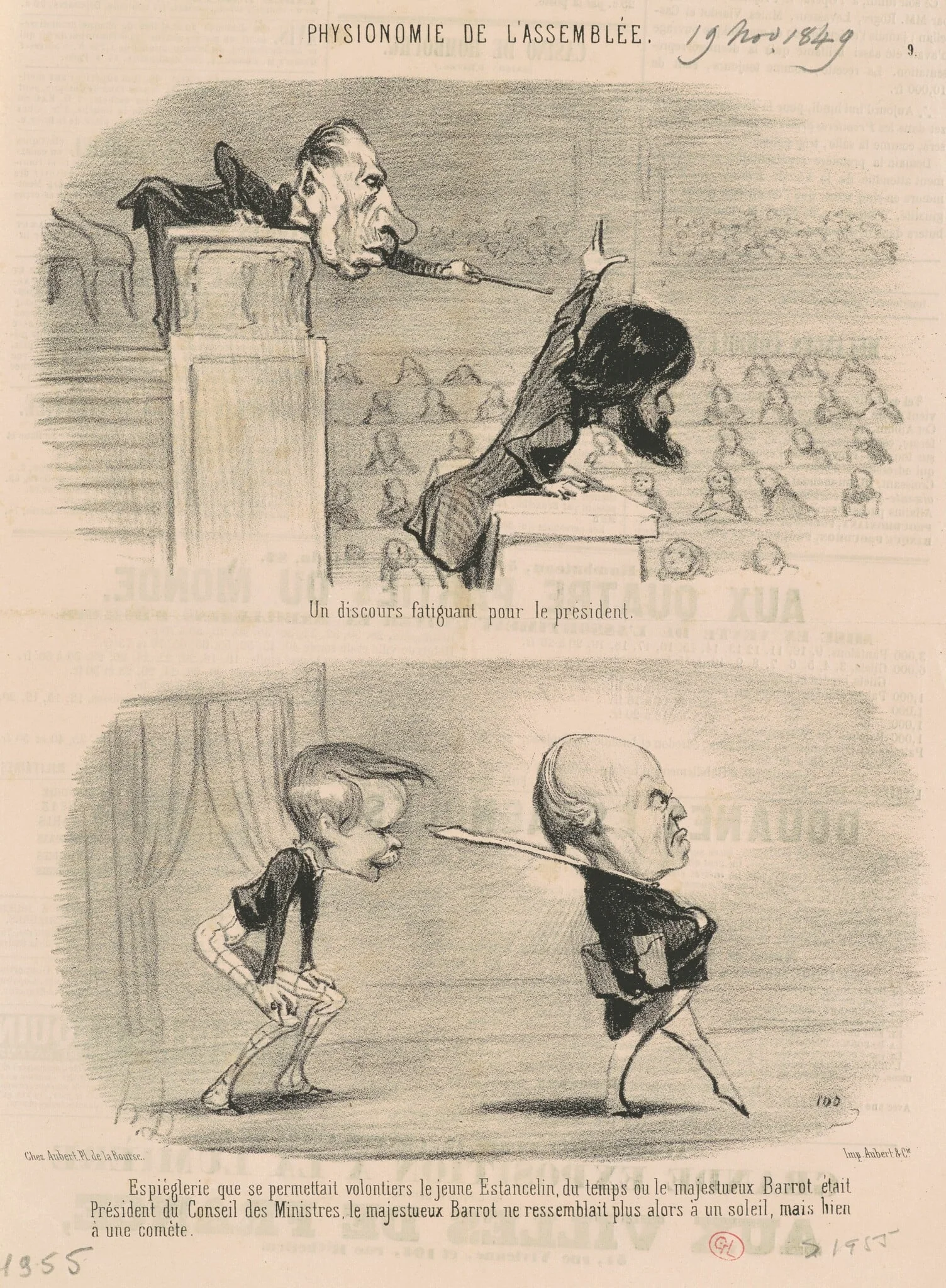 Un discours fatiguant pour le président, by Honoré Daumier, ink, 1849