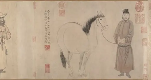 元　趙孟頫　趙雍　趙麟　吳興趙氏三世人馬圖　卷|Grooms and horses