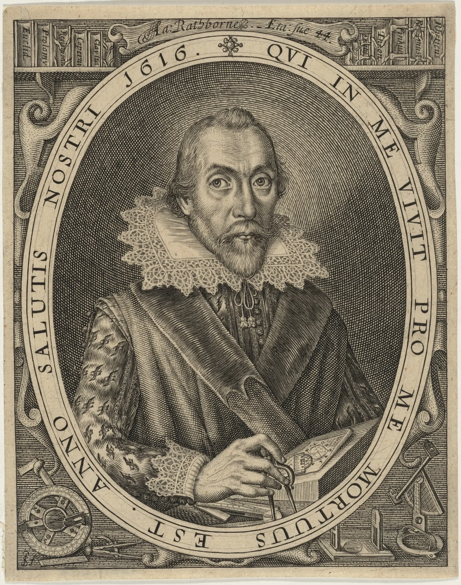 Aaron Rathborne, by Simon van de Passe, ink, 1616
