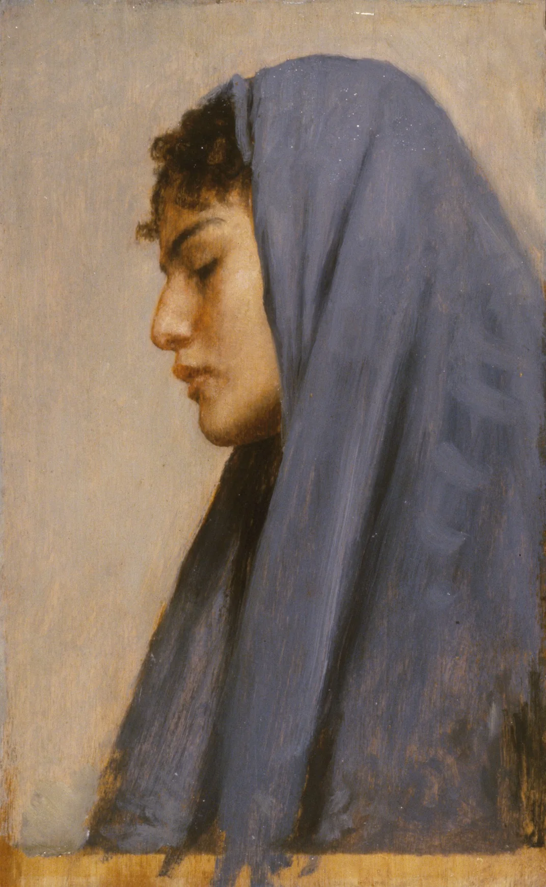 Profile Head of a Young Woman, by Leopold Carl Müller, oil, 1850