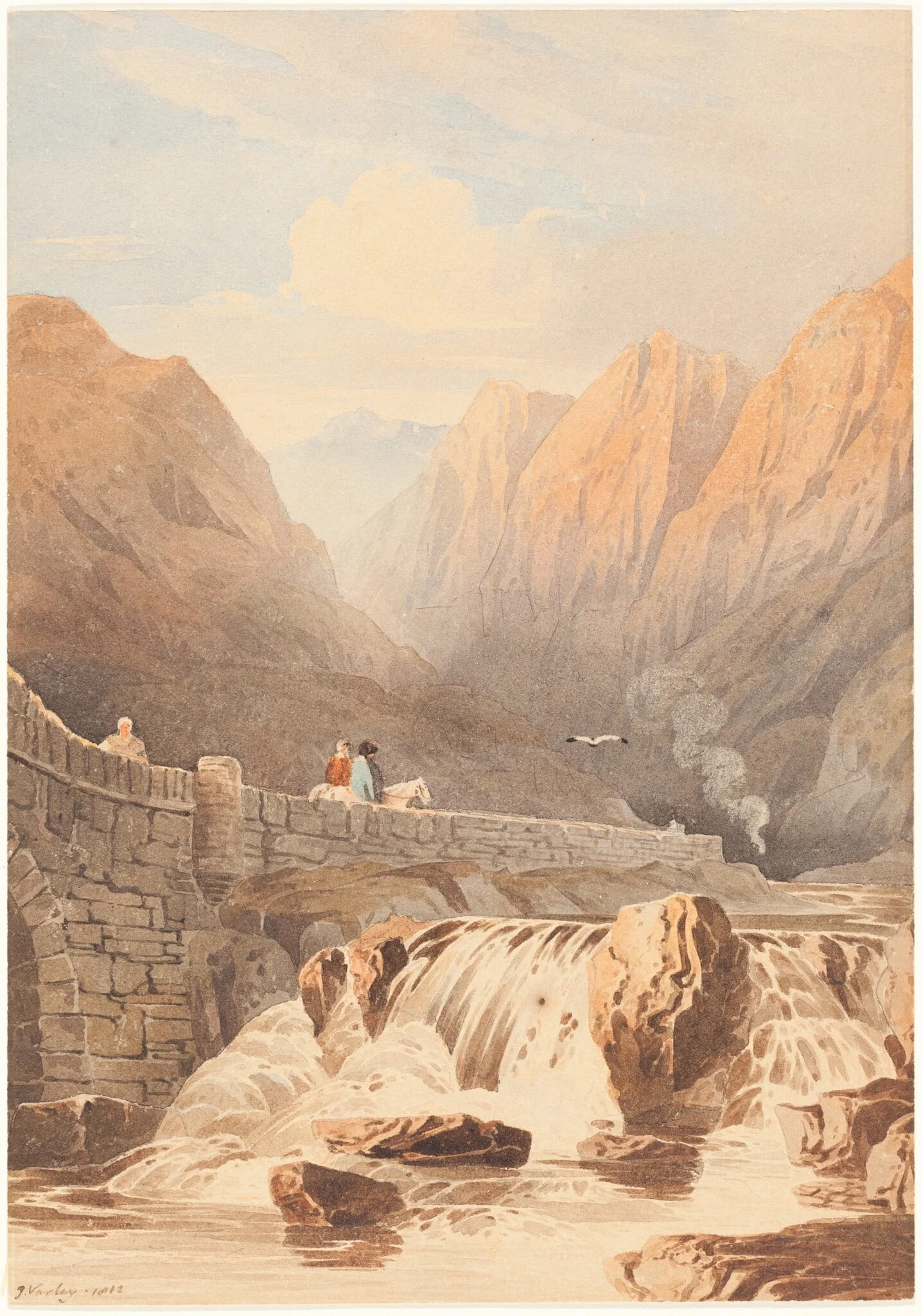 Pont Aberglaslyn, by John Varley, graphite, 1812