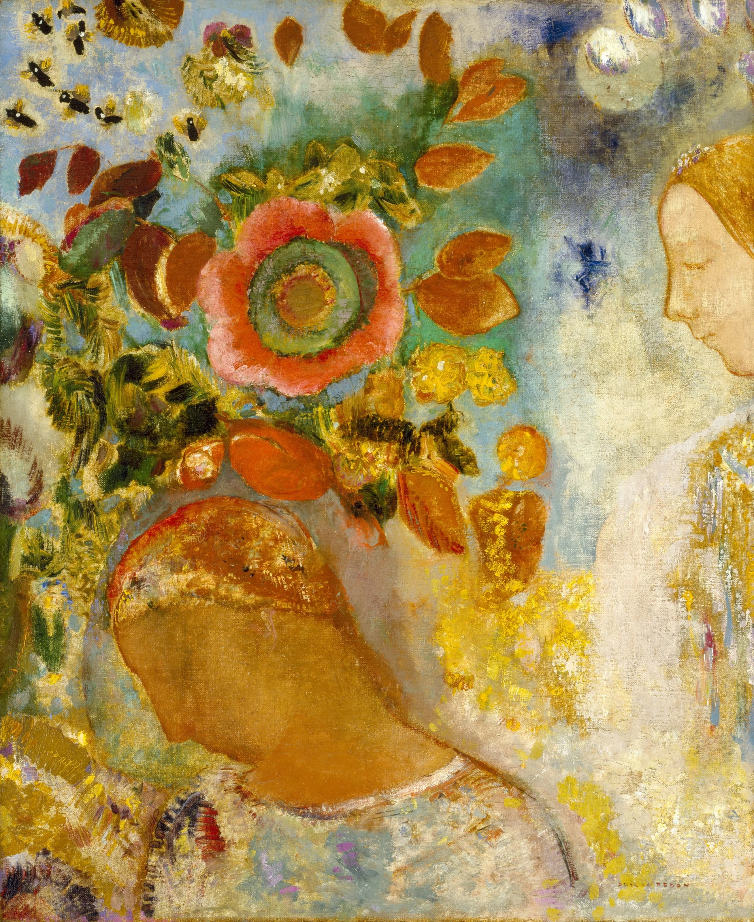 Two Young Girls among Flowers