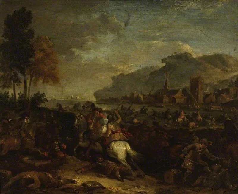 Battle-piece, by Jasper Broers, oil, 1709