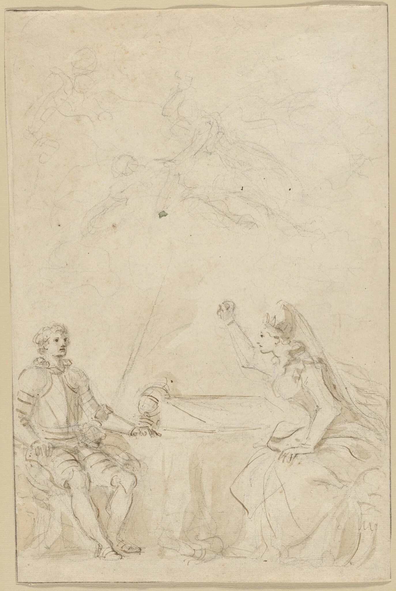 Olympia Tells Roland Her Sad Story, by Jean Honoré Fragonard, chalk, 1784