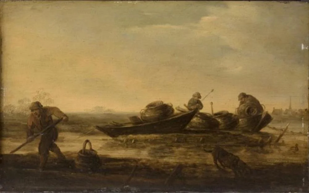Boats on a Beach, by Jan van Goyen, oil, 1662