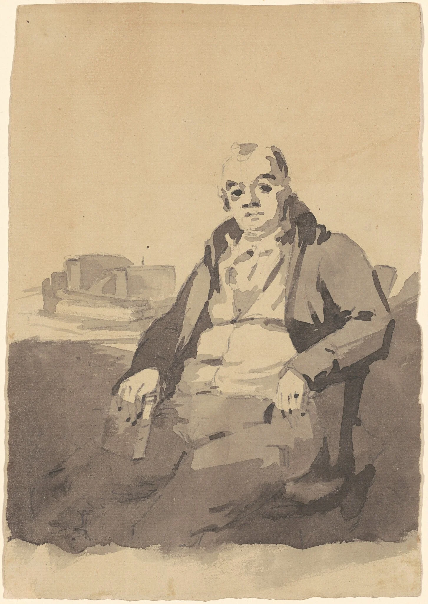 Man Holding a Book [recto], by Thomas Sully, graphite, 1815