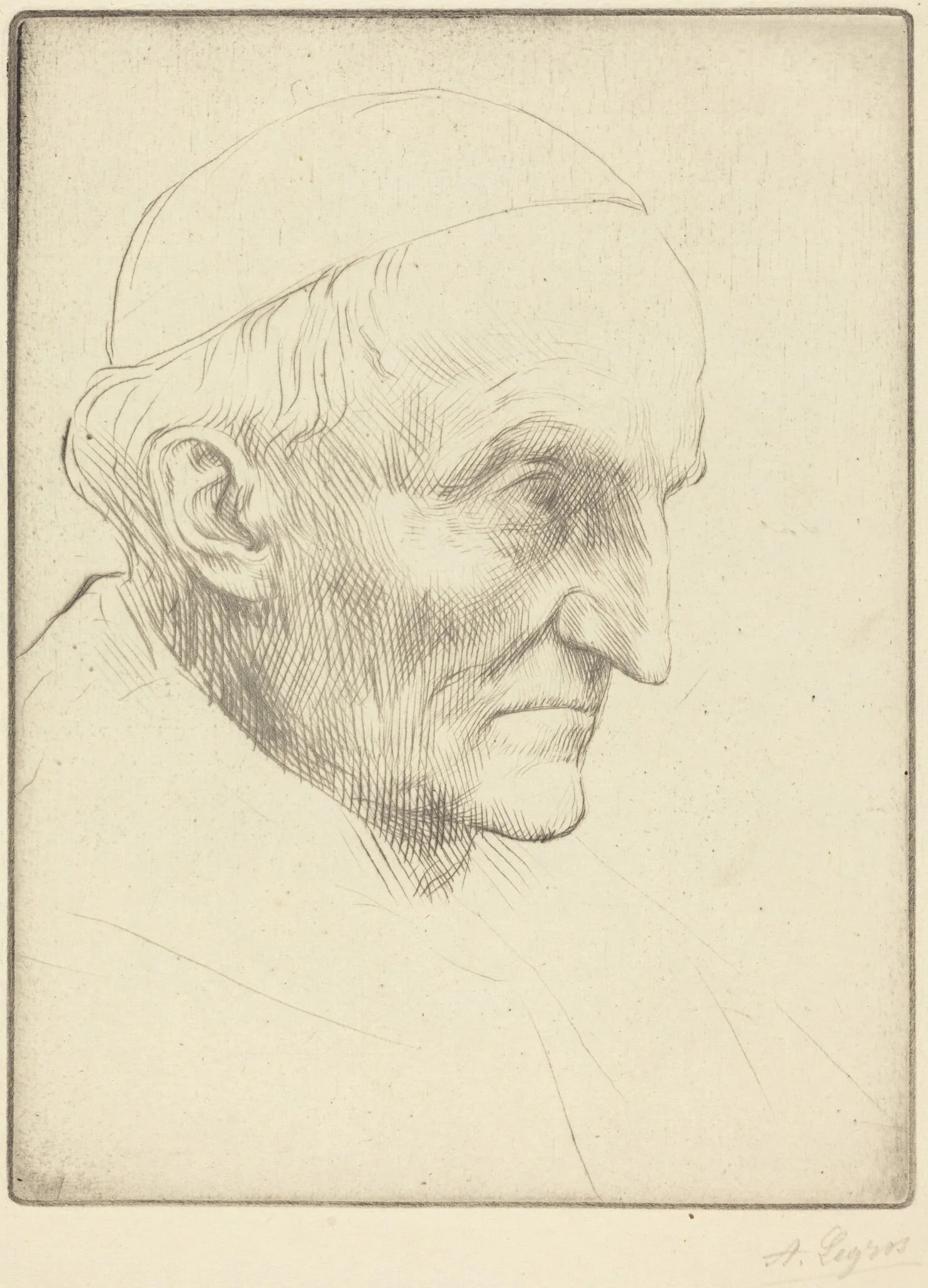 Cardinal Manning, 3rd plate, by Alphonse Legros, ink, 1874