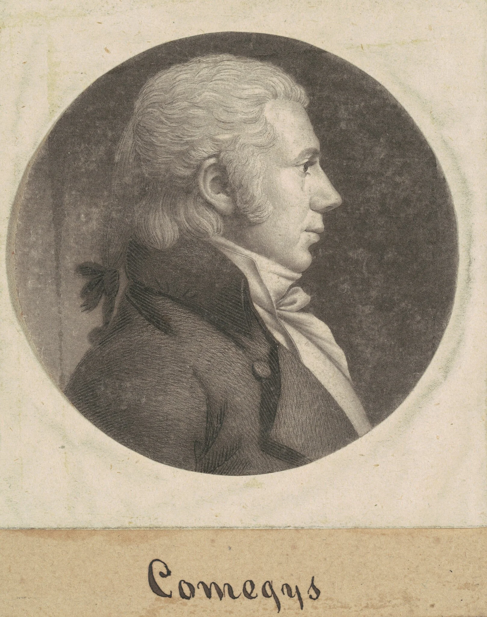 Comegys, by Charles Balthazar Julien Févret de Saint-Mémin, ink, 1800