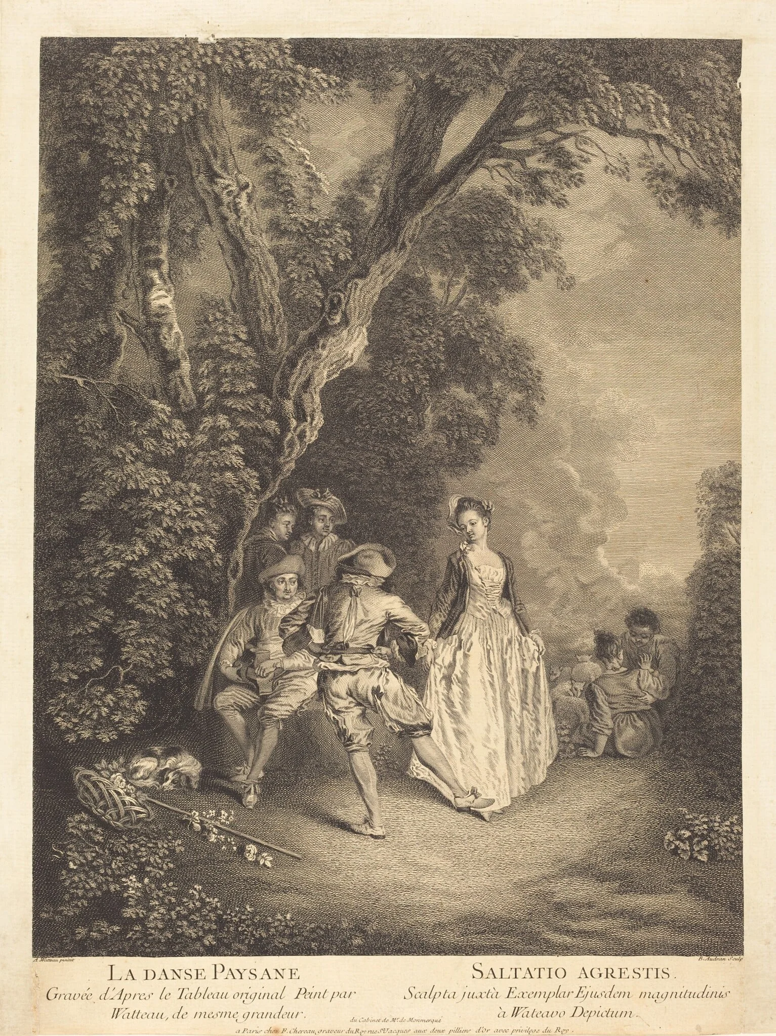 The Peasant Dance, by Benoît Audran II, ink, 1735