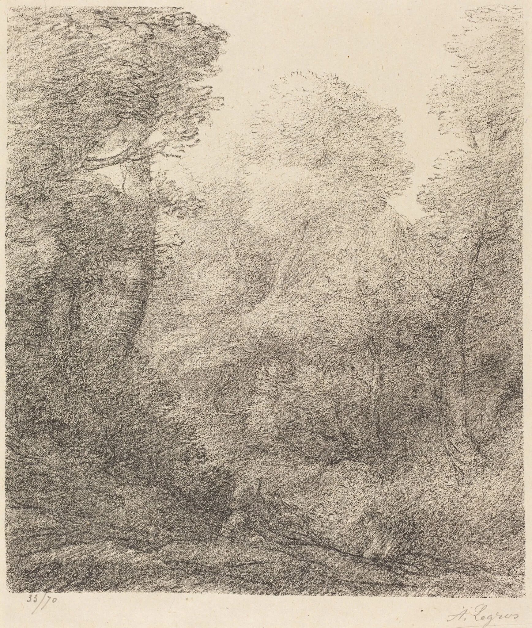 Landscape: Morning Mist (Paysage: Brumes du matin), by Alphonse Legros, ink, 1874