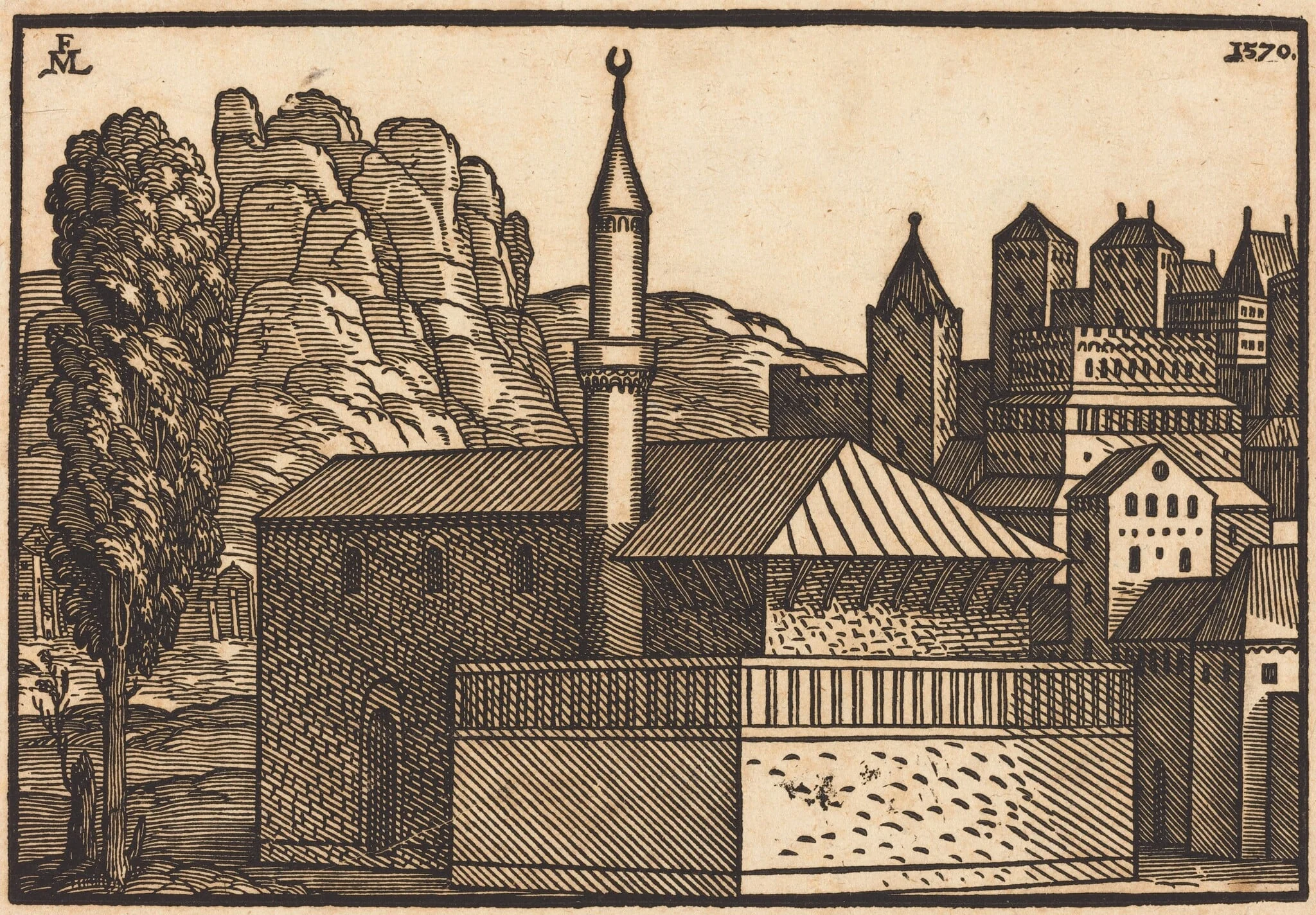 Turkish Town, by Melchior Lorch, ink, 1570