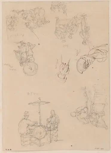 Chinese figures, soldiers, and details of hands