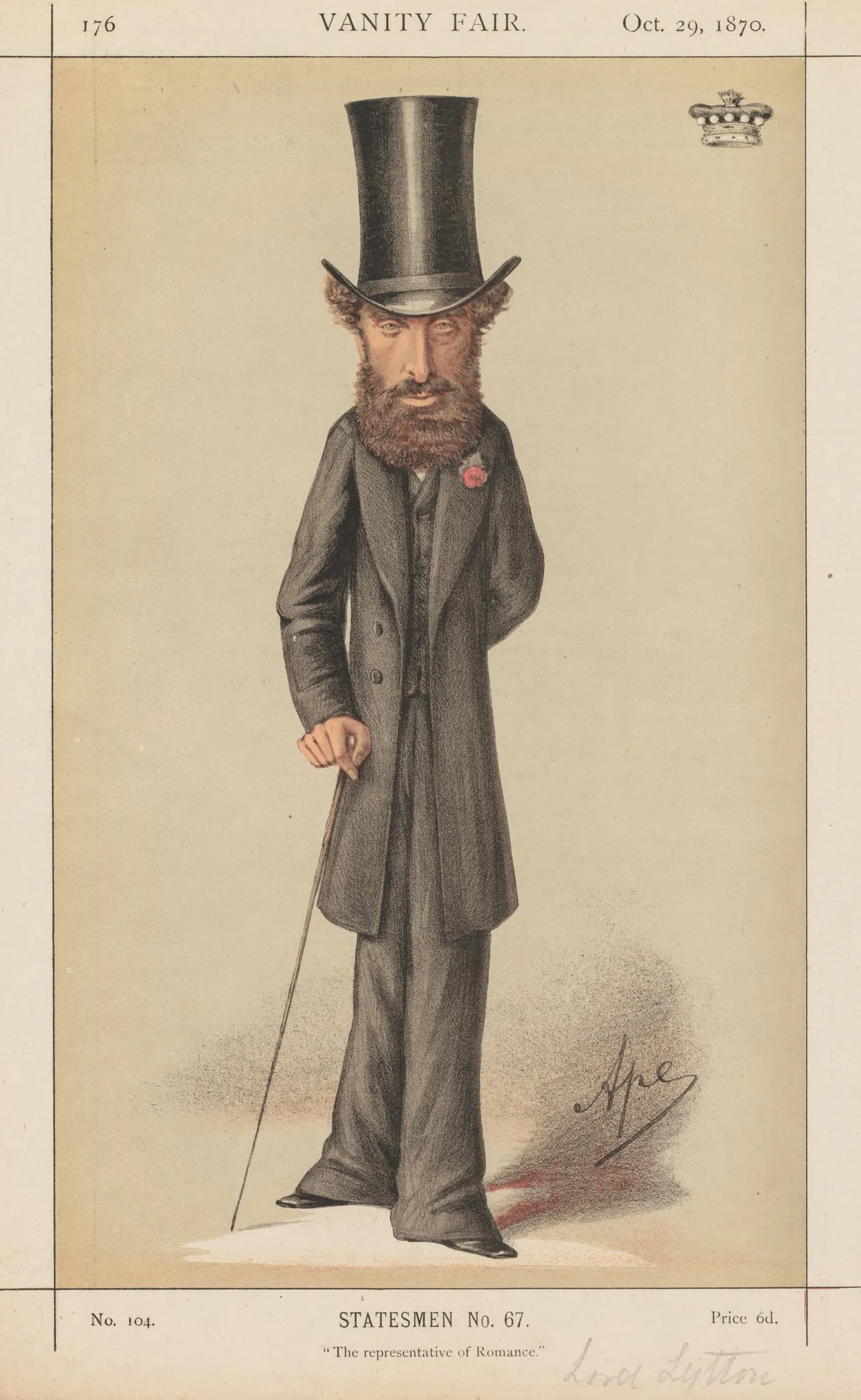 Vanity Fair: Statesmen No. 67 "The representative of Romance"
