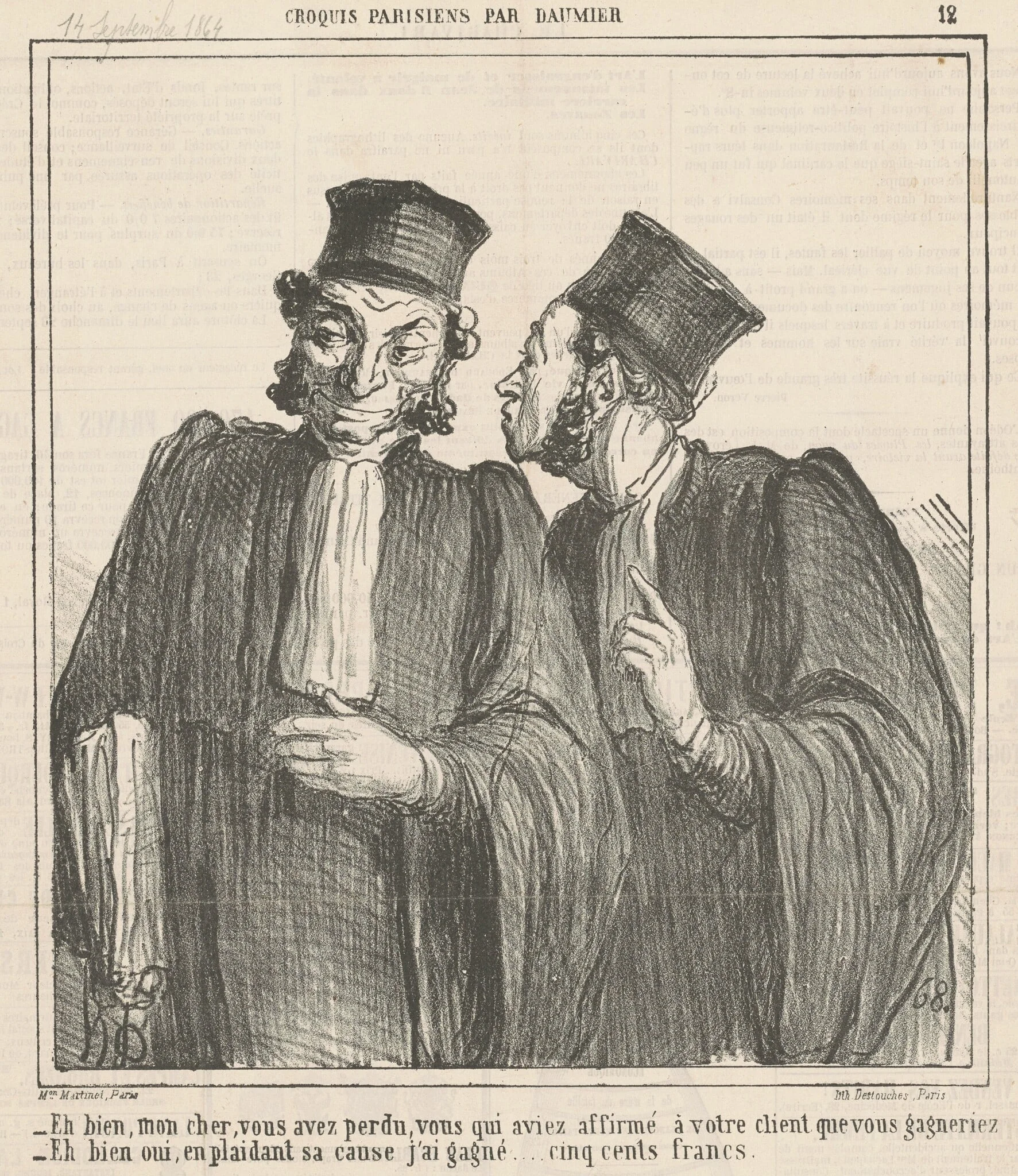 Eh bien, mon cher, vous avez perdu ..., by Honoré Daumier, ink, 1864