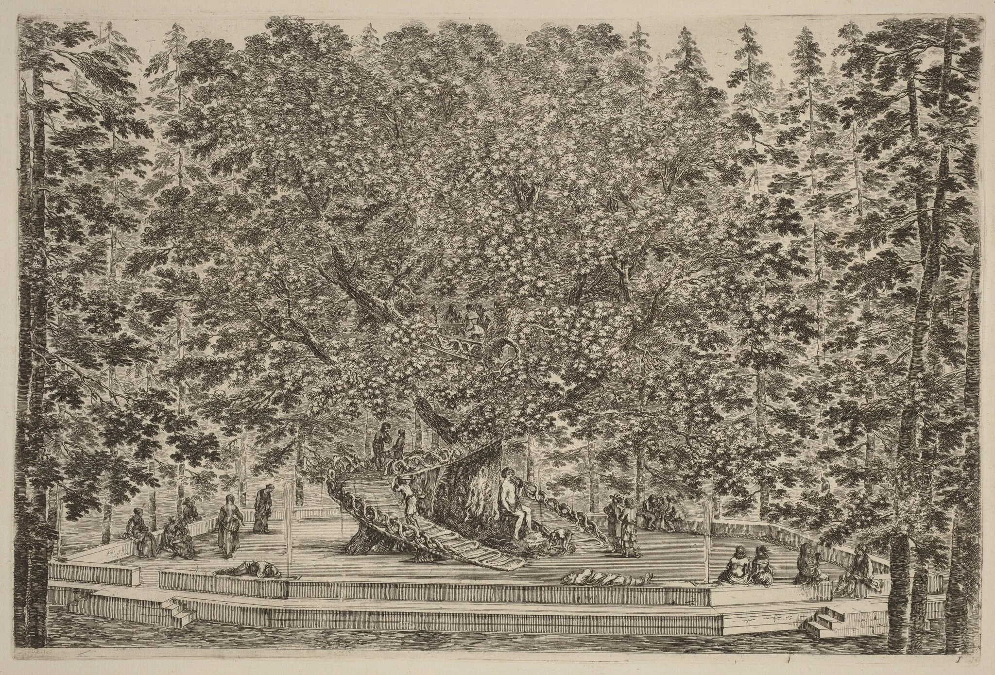 The Inhabited Tree, by Stefano Della Bella, ink, 1653