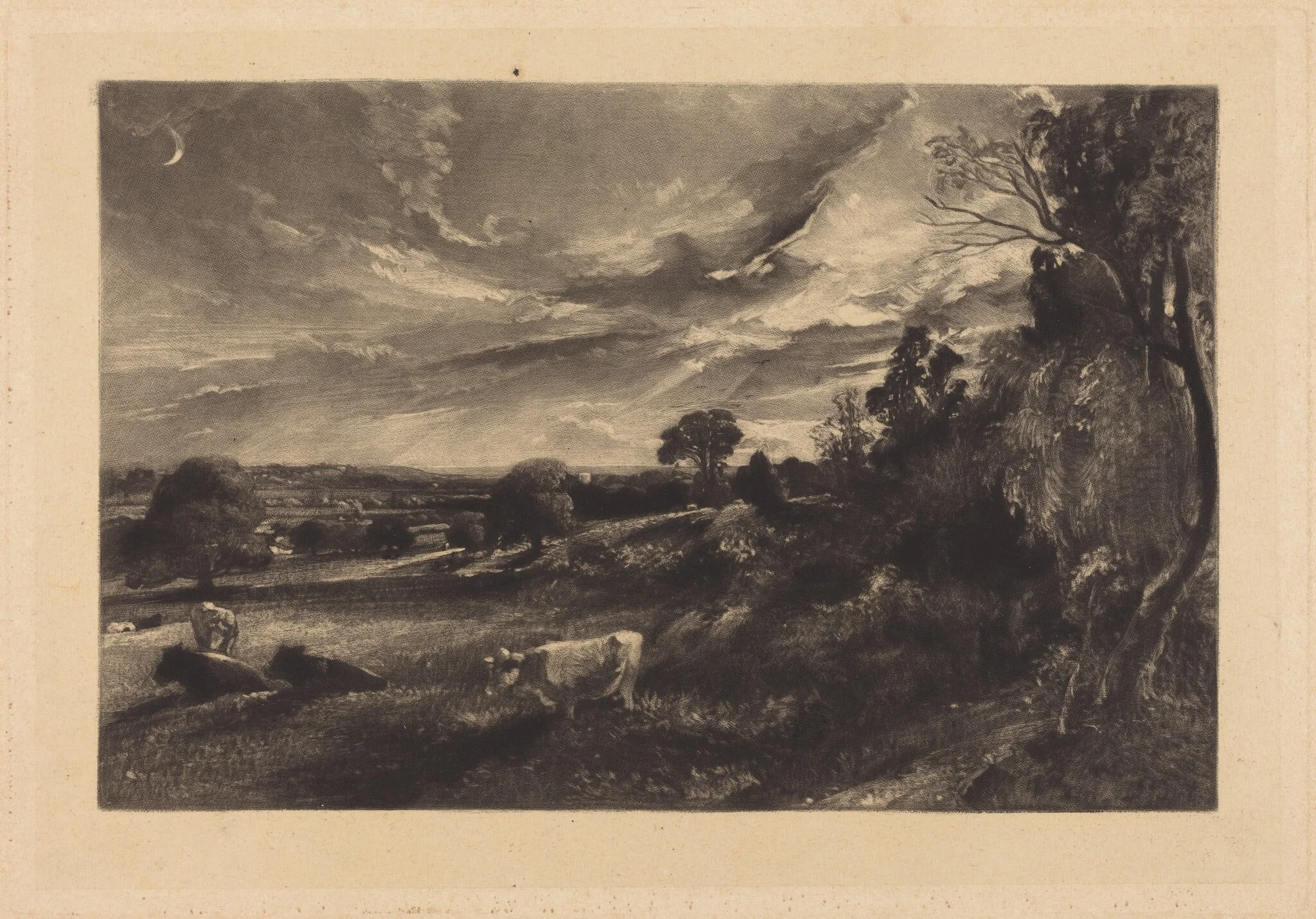 Summer Evening, by David Lucas, ink, 1829