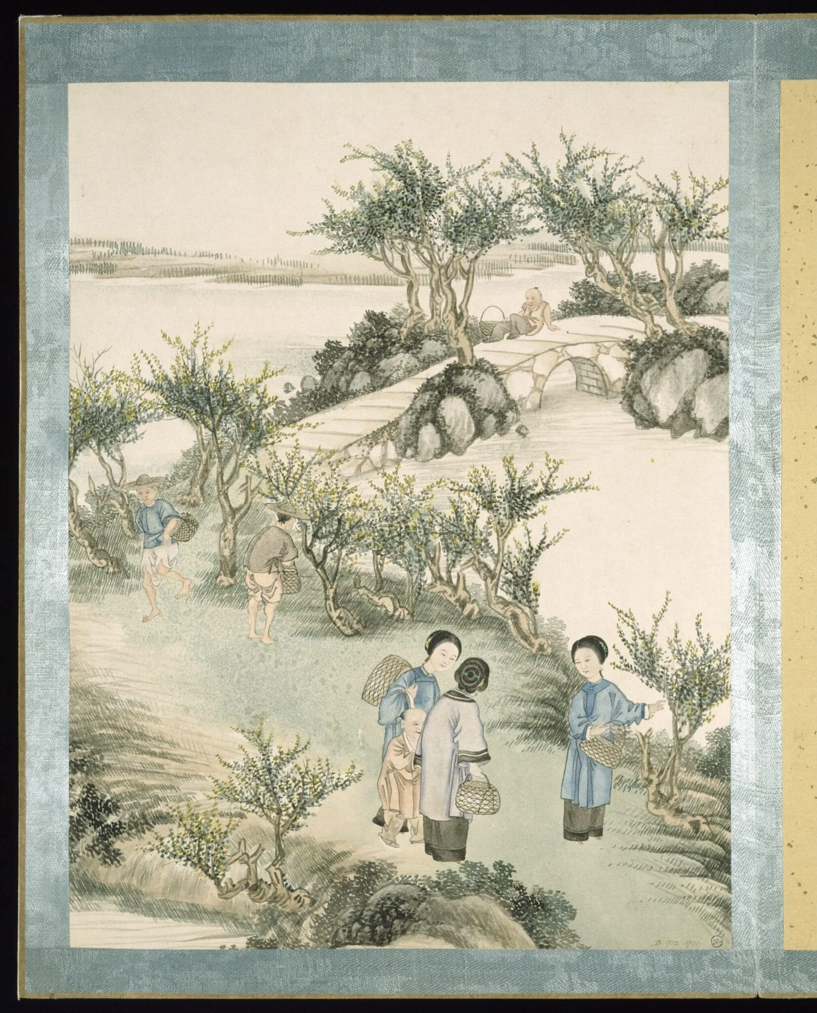 Gathering ‘Lusang’ Mulberry Leaves, by Jun Wu, paint, 1880