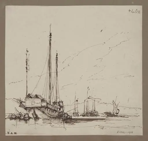 A Chinese junk with others in the distance