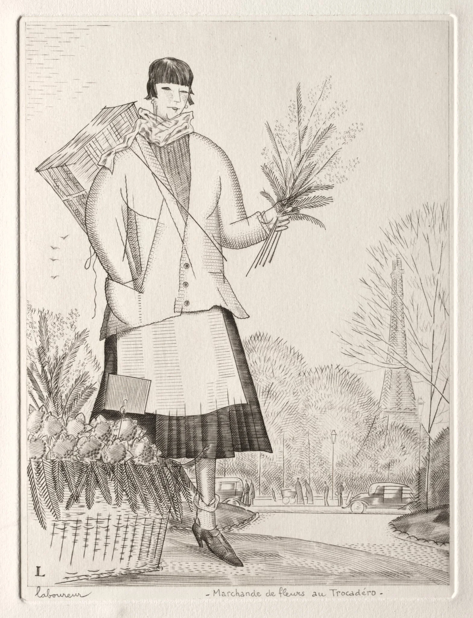 Flower Seller at the Trocadéro, by Jean-Émile Laboureur, 1931