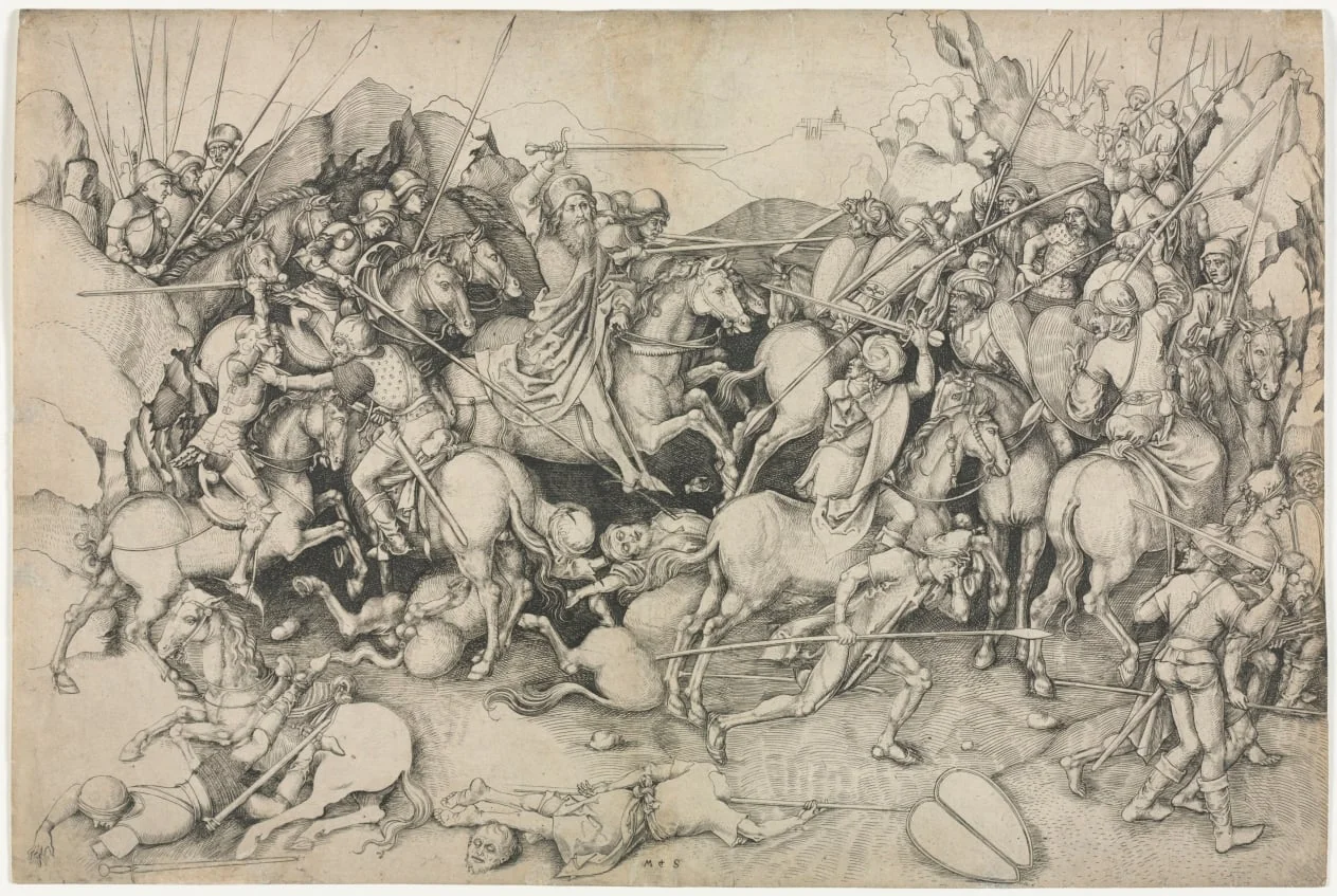 The Battle of St. James the Greater at Clavijo, by Martin Schongauer, 1472