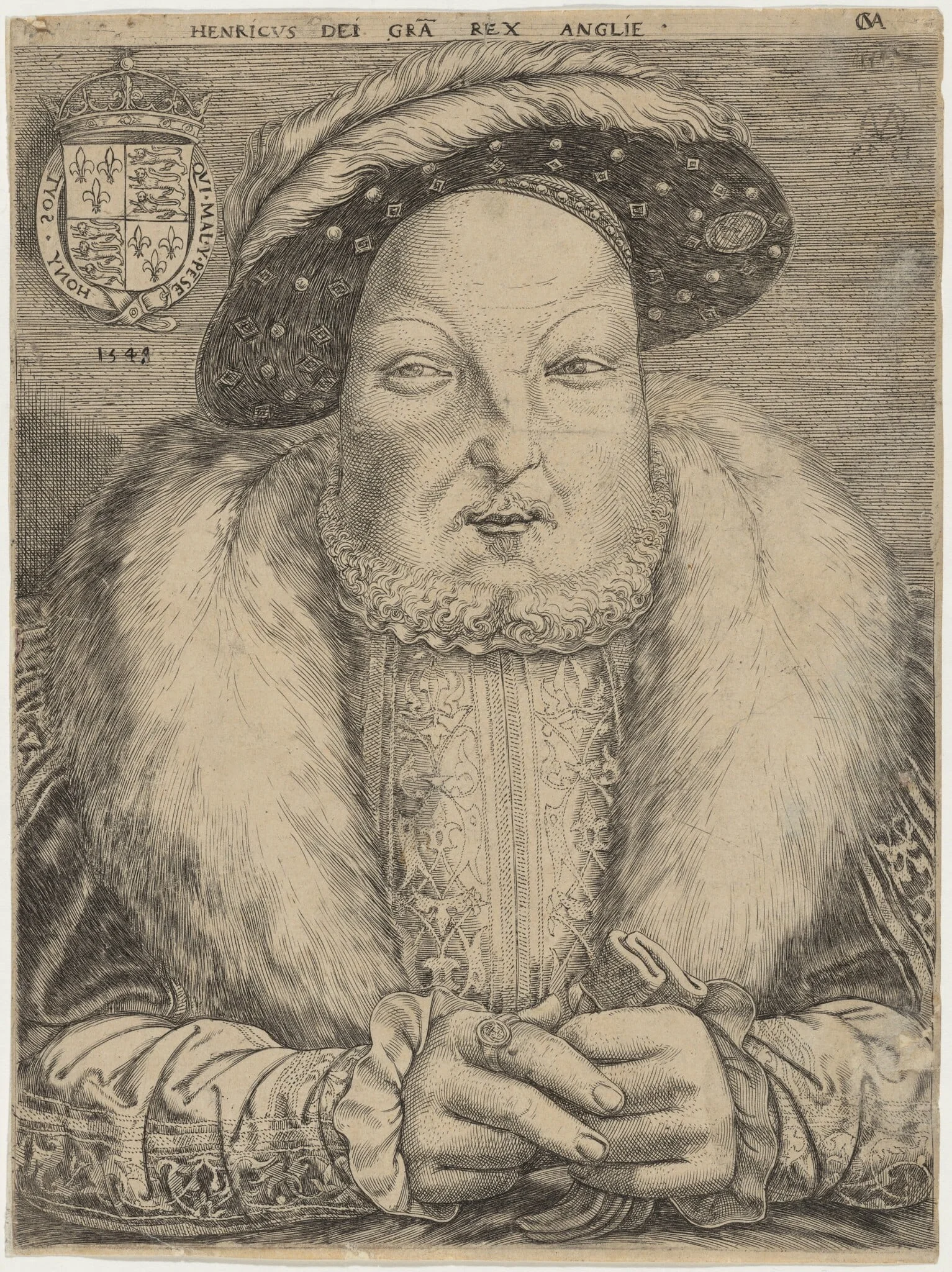 Henry VIII, by Cornelius Matsys, ink, 1548