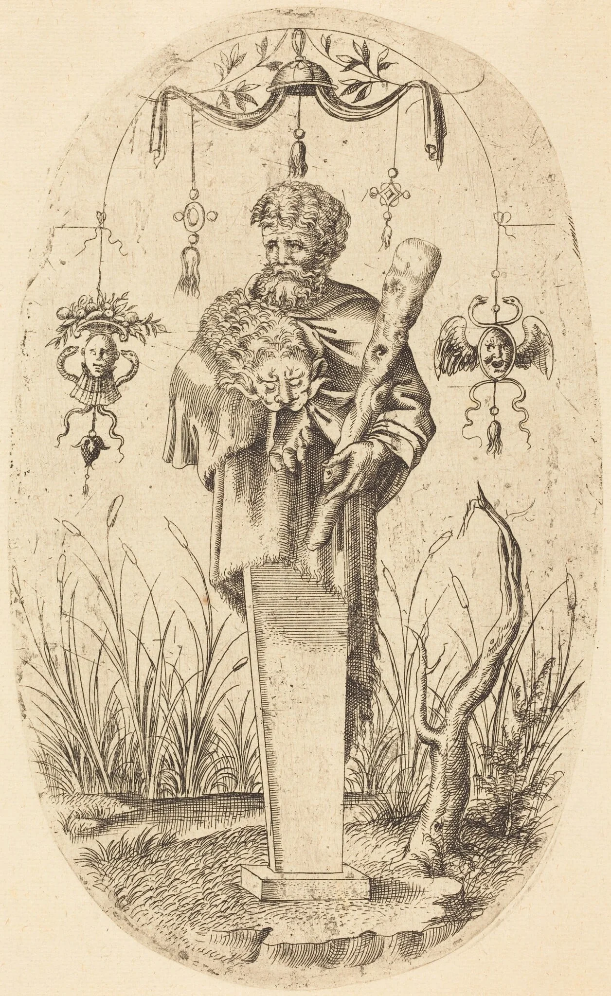 Hercules with His Club, by Jean Mignon, ink, 1563