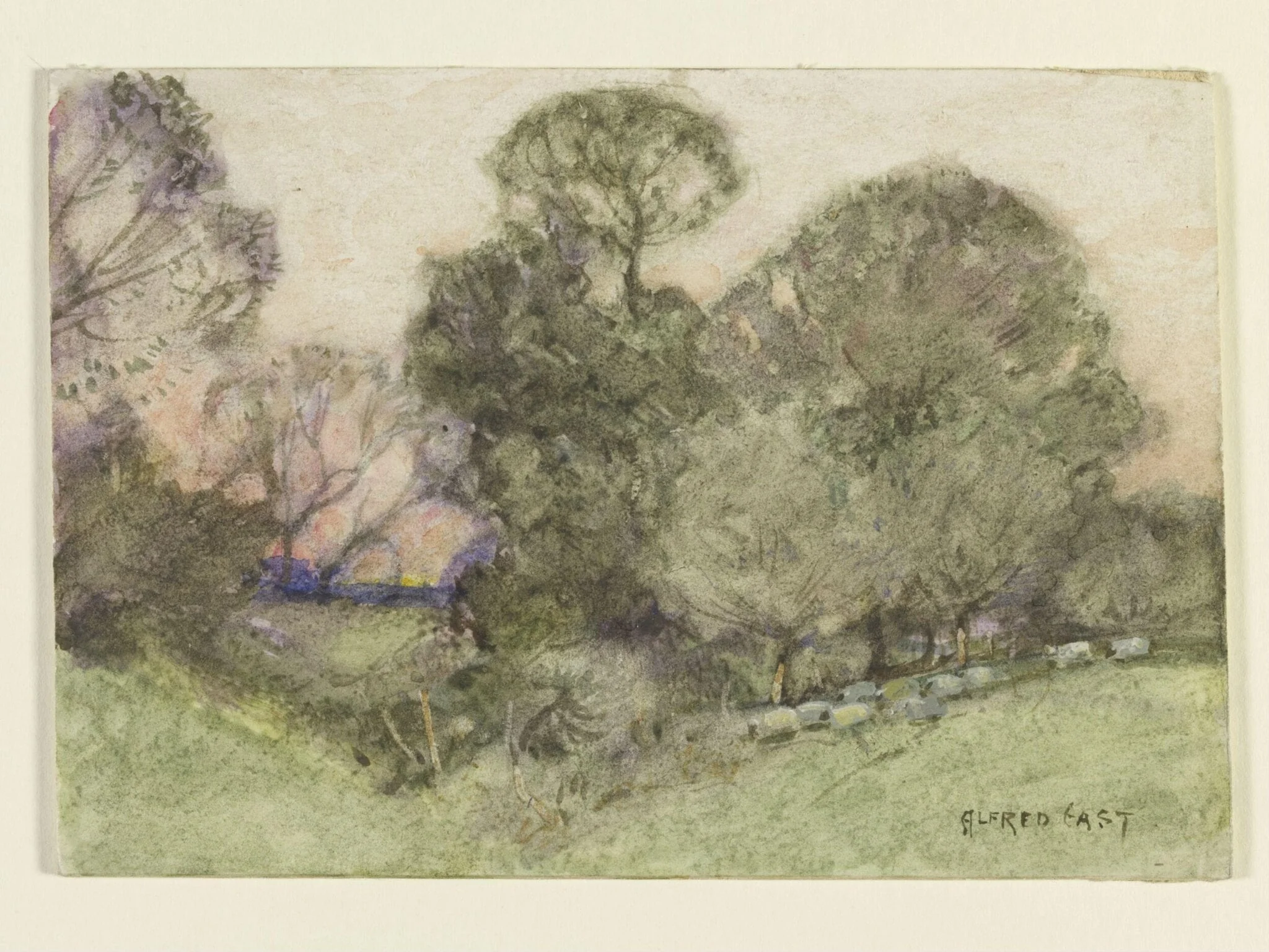 Evening: Les Andelys, by Alfred East, watercolor, 1850