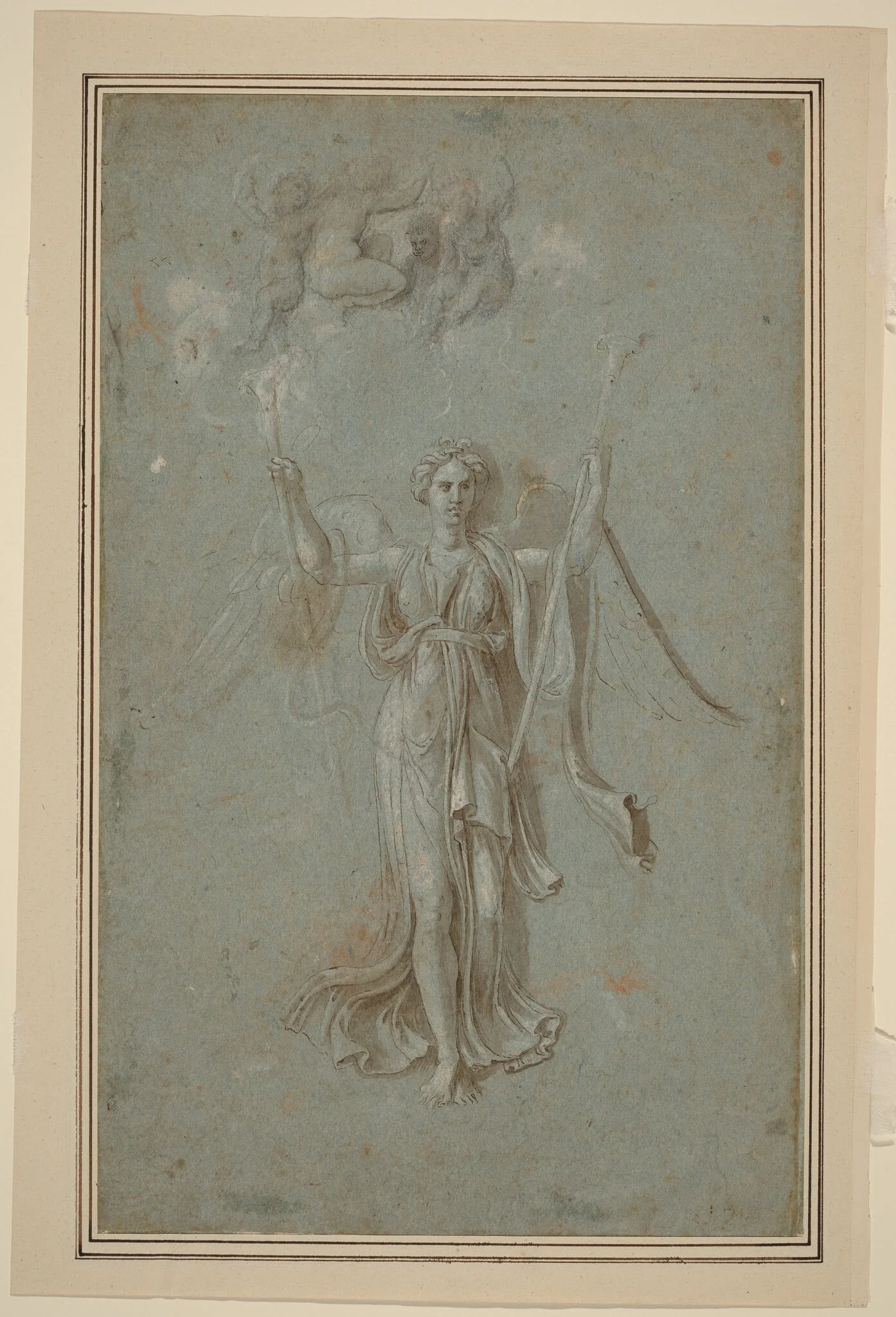 Study for Figure of Fame, by Biagio Pupini, ink, 1531