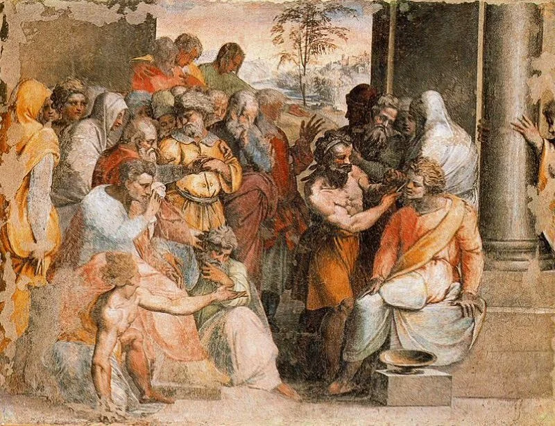 Justice of Zaleuco, by Perino del Vaga, fresco, 1521