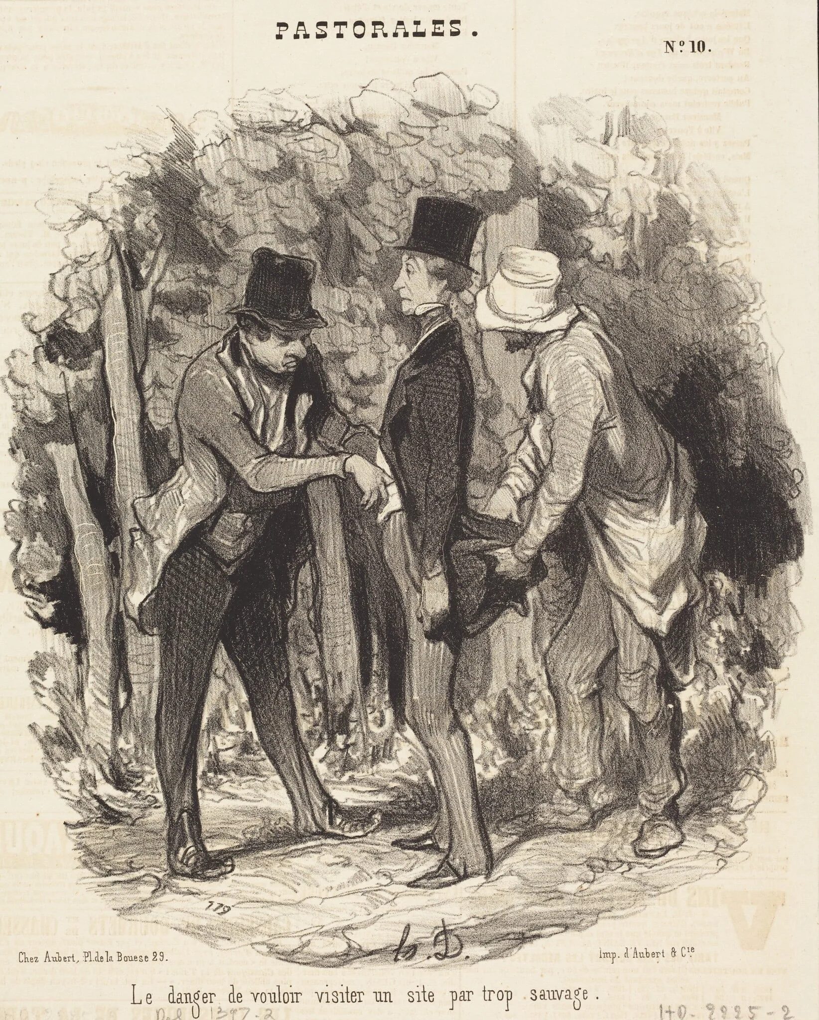 Le Danger de... visiter un site par trop sauvage, by Honoré Daumier, ink, 1845