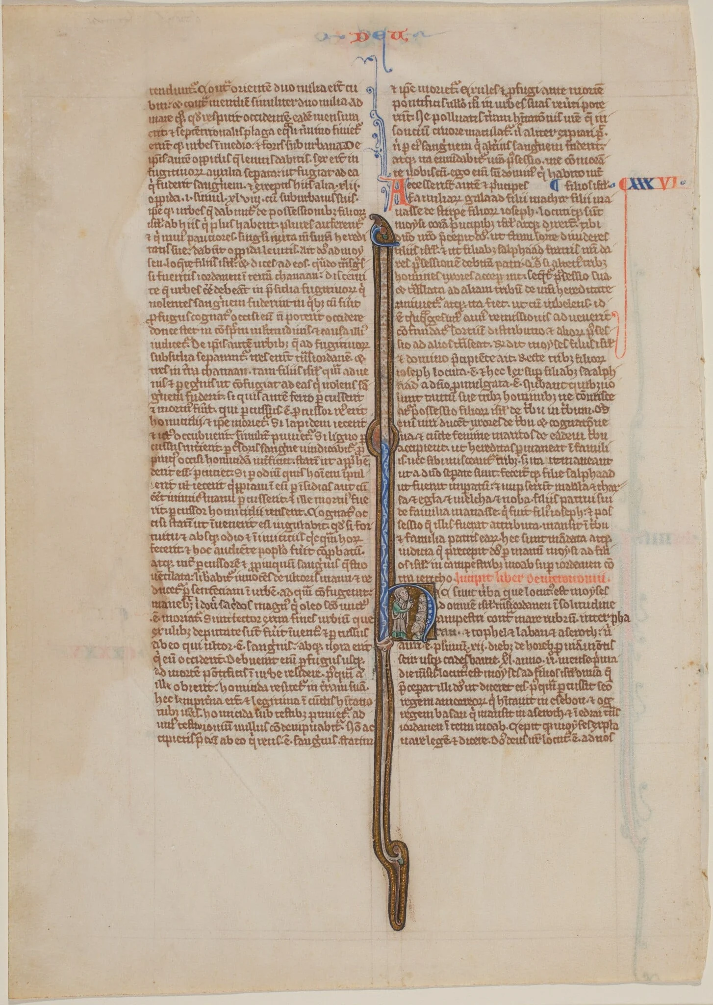 Manuscript Leaf from a Bible (Deuteronomy), by English 13th Century, ink, 1240