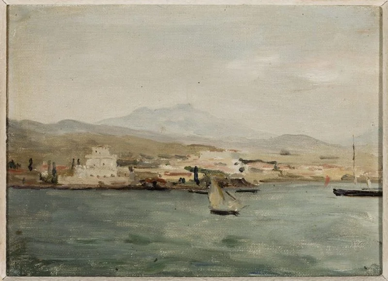 View of the port in Saloniki. From the journey to Palestine