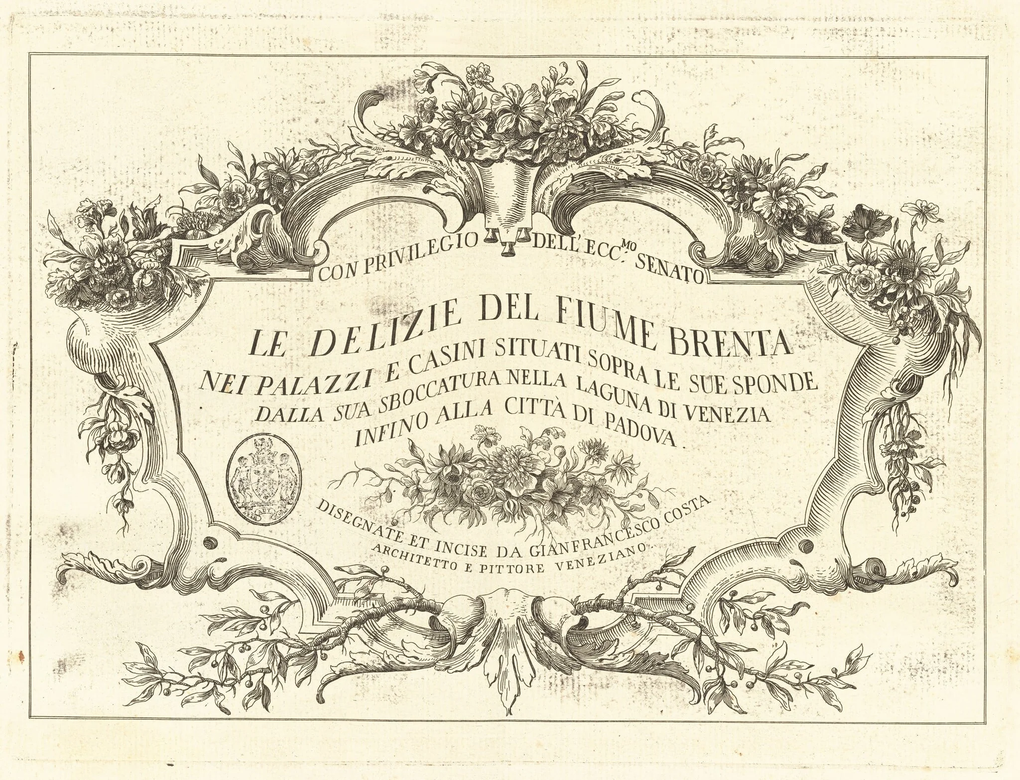 Title Page, by Giovanni Francesco Costa, ink, 1762