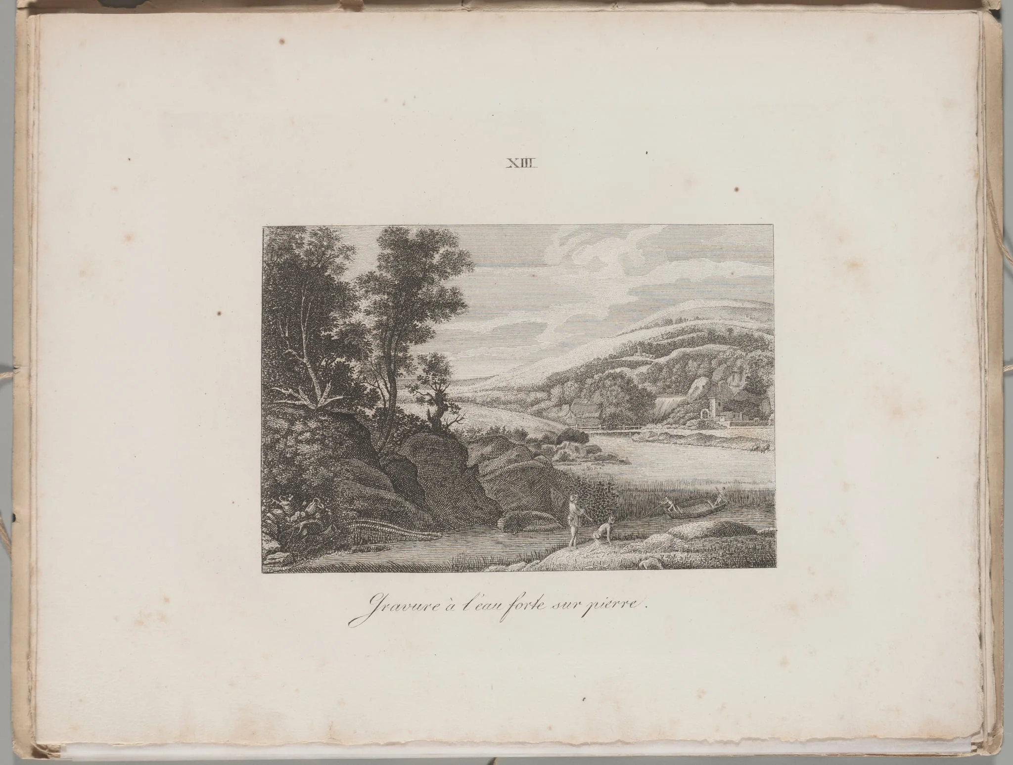 Art of the Lithograph: River Landscape, Plate XIII, by Alois Senefelder, 1819