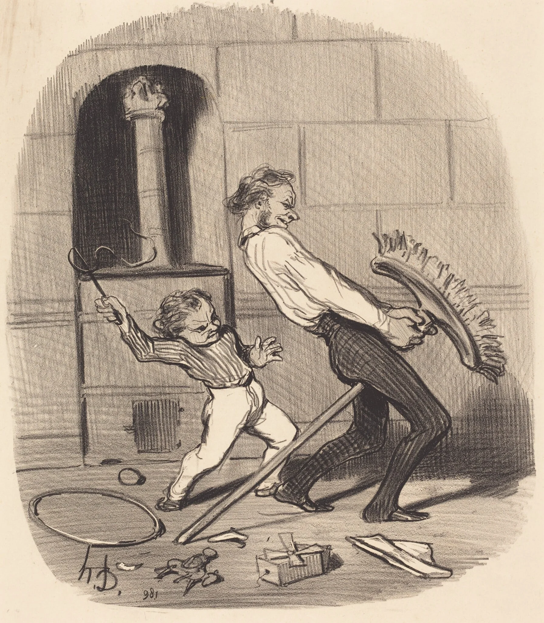 Leçon d'équitation, haute école, by Honoré Daumier, ink, 1846
