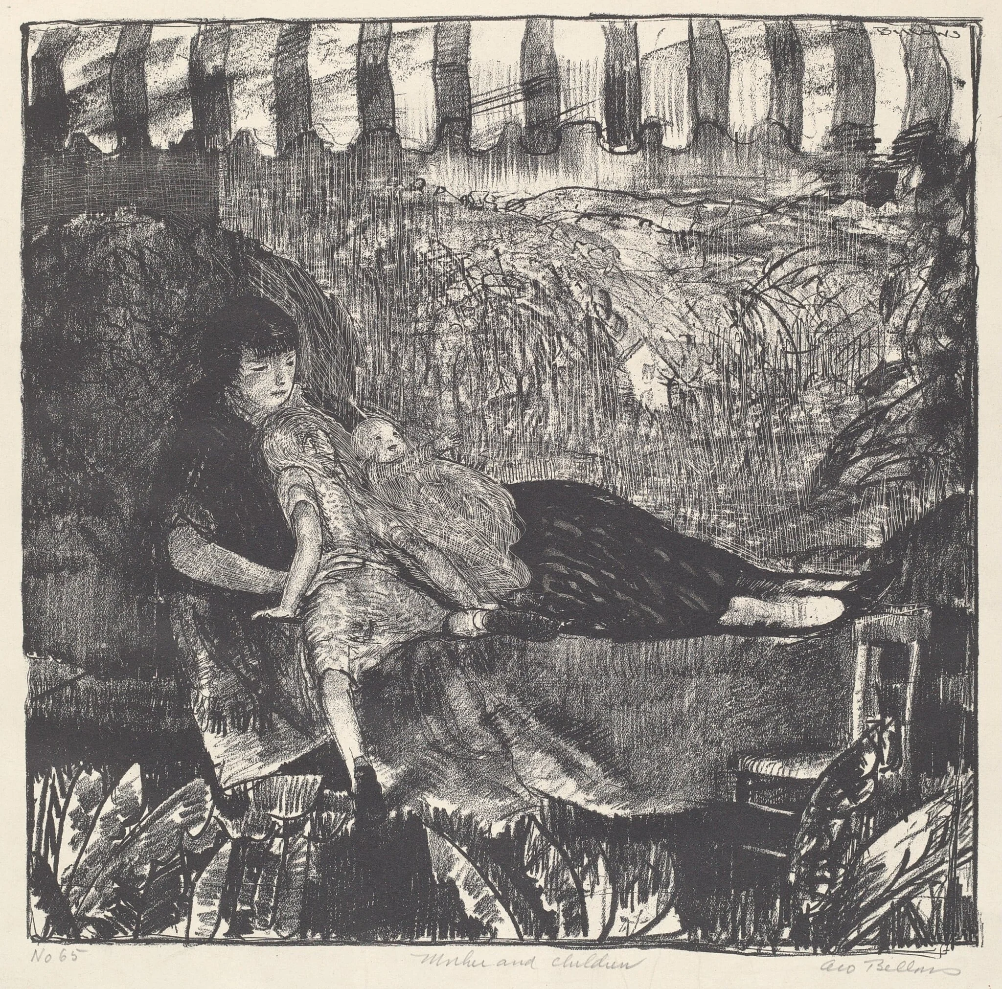 Mother and Children, by George Bellows, ink, 1916