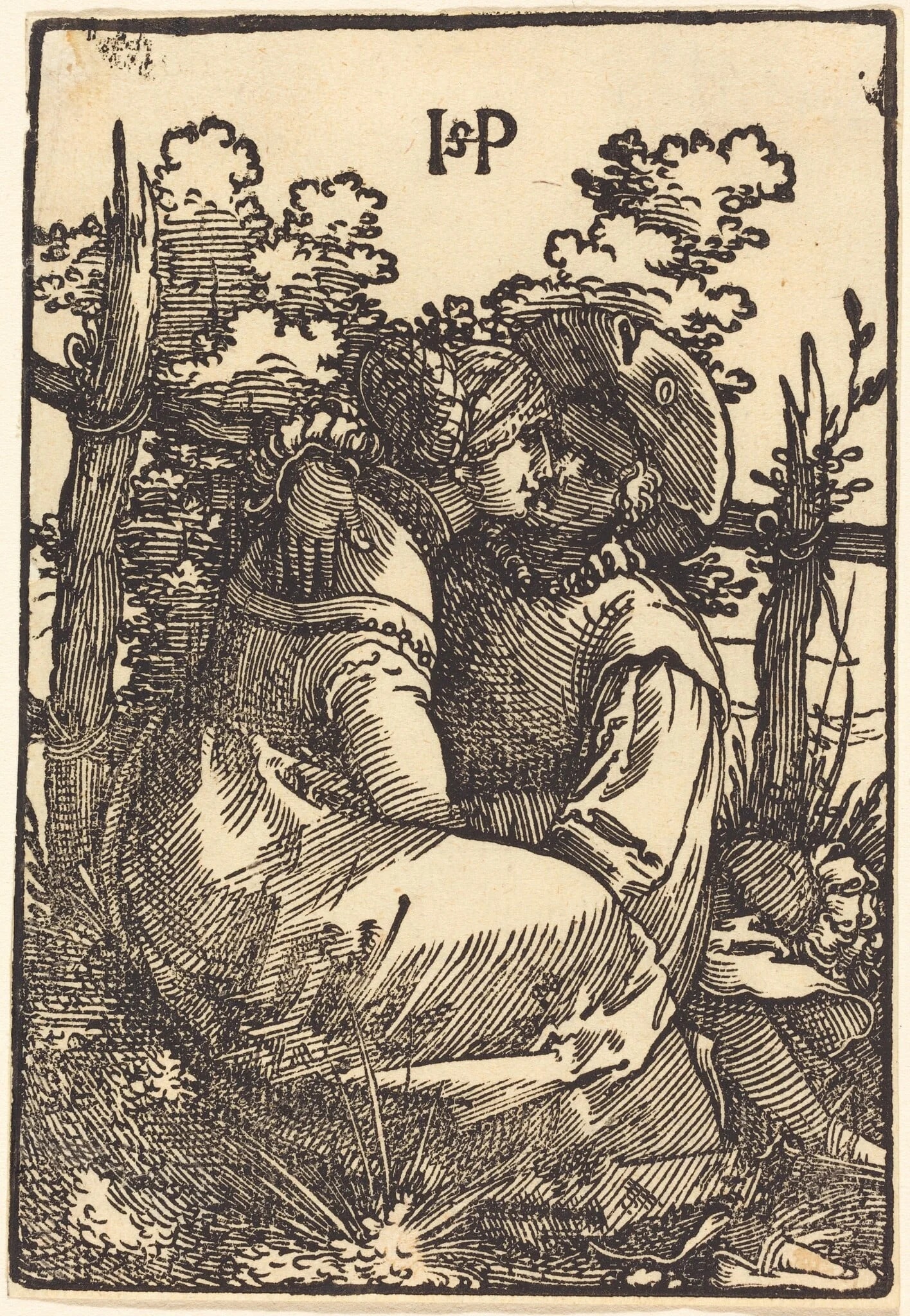 Two Lover Seated in Front of a Fence, by Sebald Beham, ink, 1522