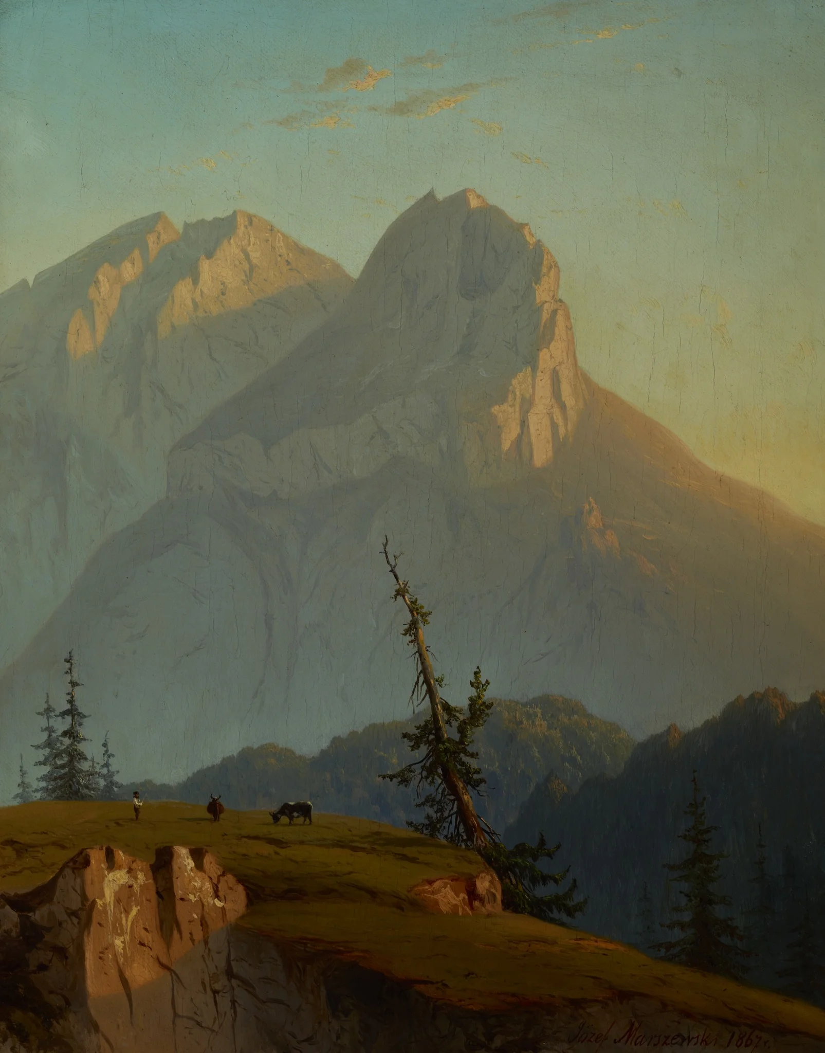 Mount Murań in the Tatra Mountains at Sunrise, by Józef Marszewski, oil, 1867