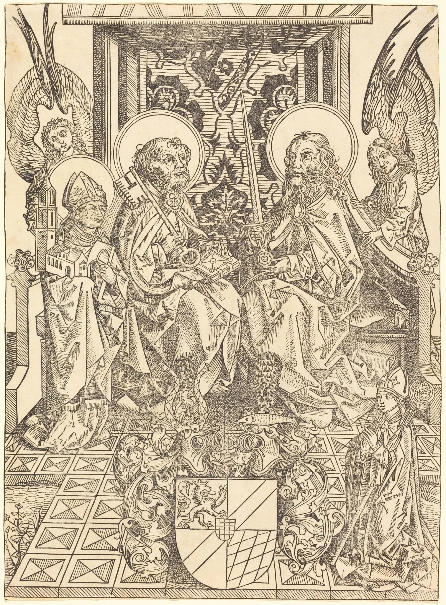 Saints Peter and Paul under a Canopy, by Wilhelm Pleydenwurff, ink, 1476