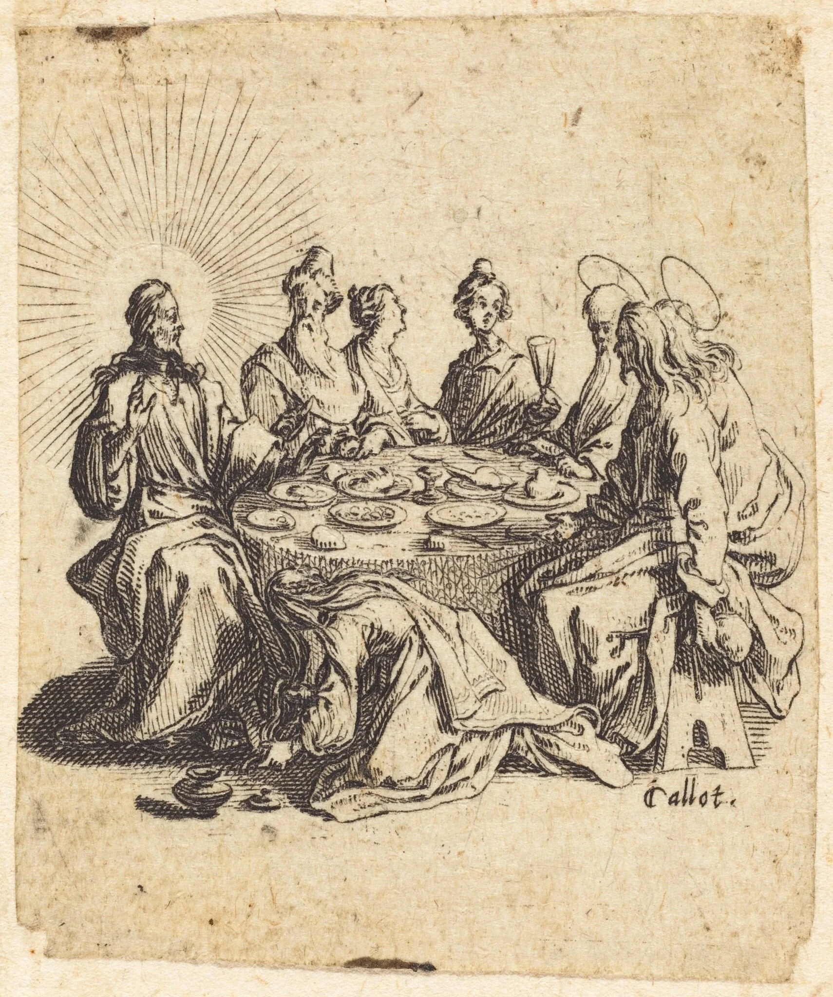 The Feast of the Pharisees, by Jacques Callot, ink, 1618