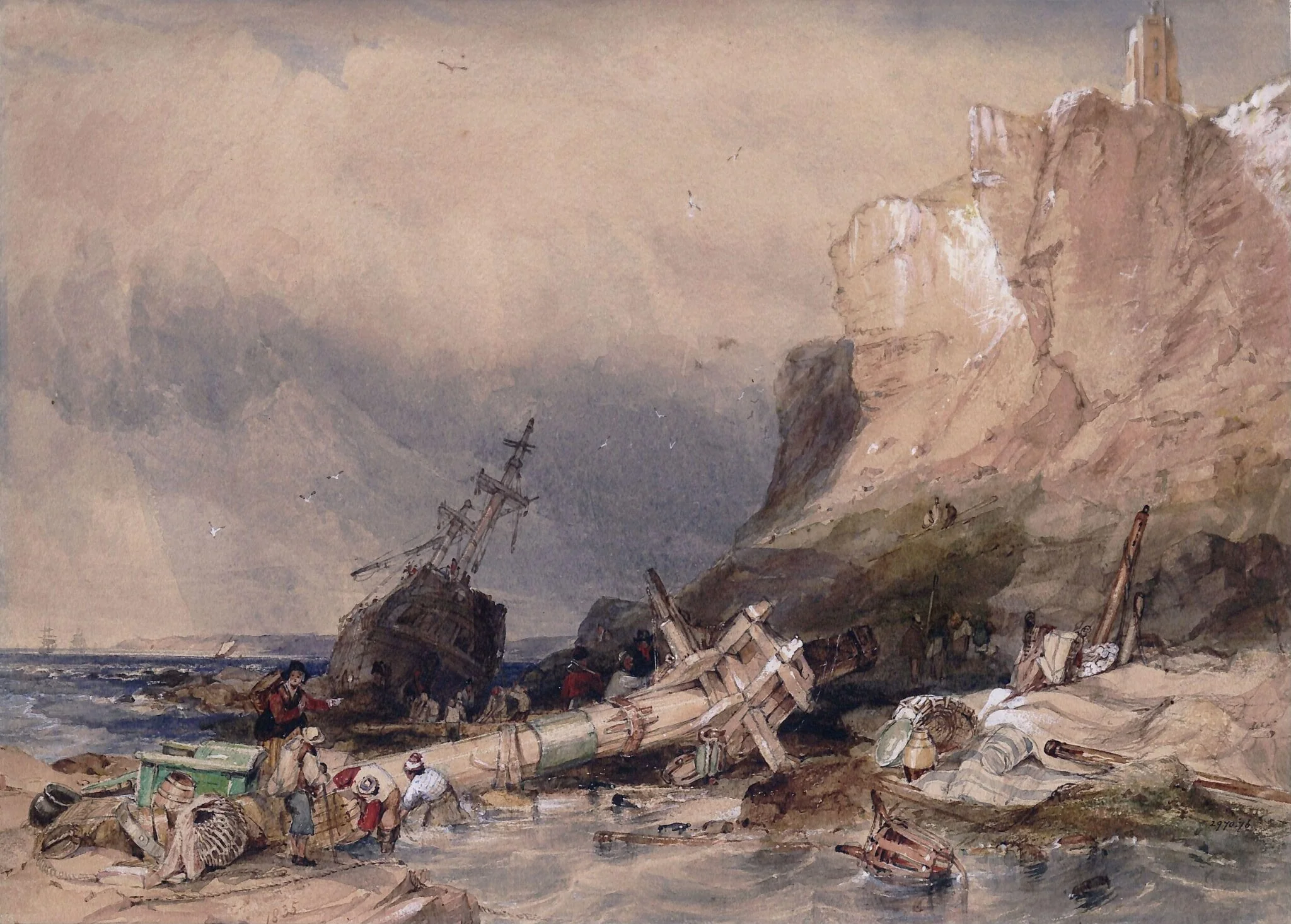 Tynemouth Castle, Northumberland, with wreck