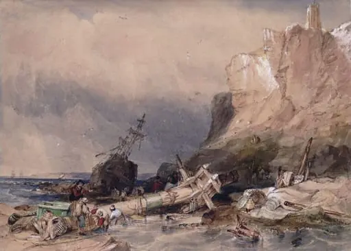 Tynemouth Castle, Northumberland, with wreck