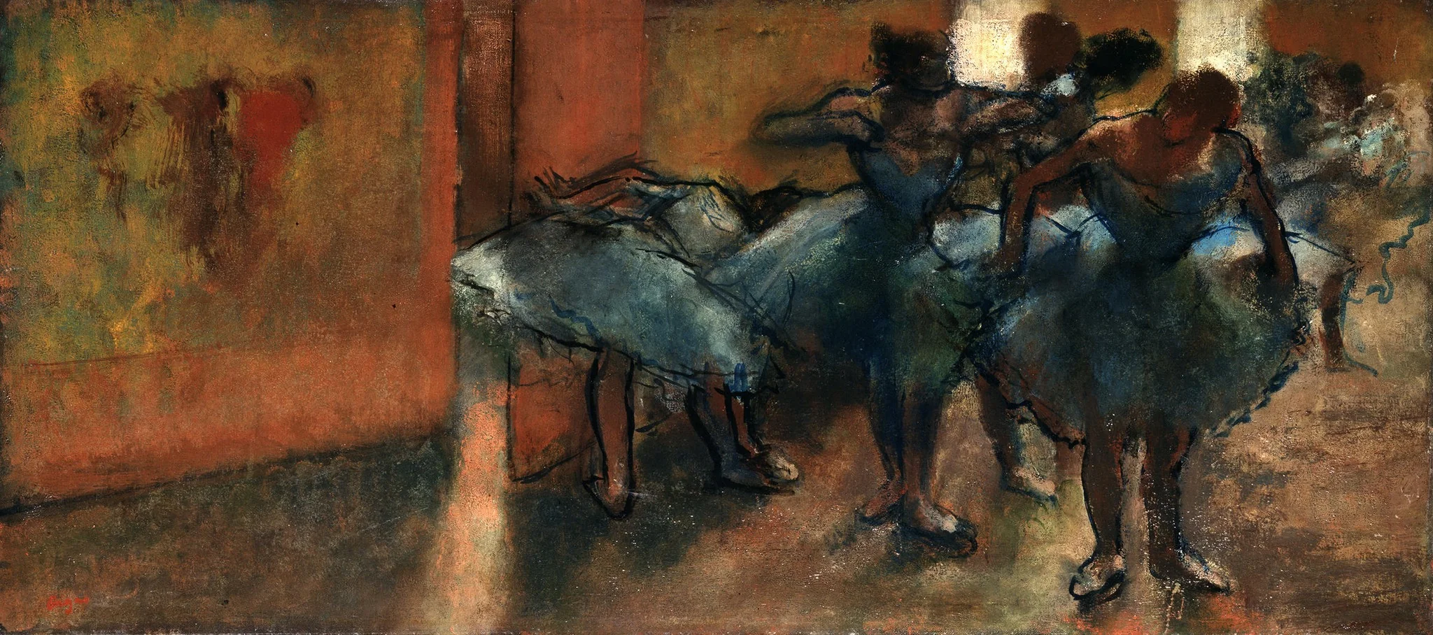 Dancers in the Foyer, by Edgar Degas, oil, 1895