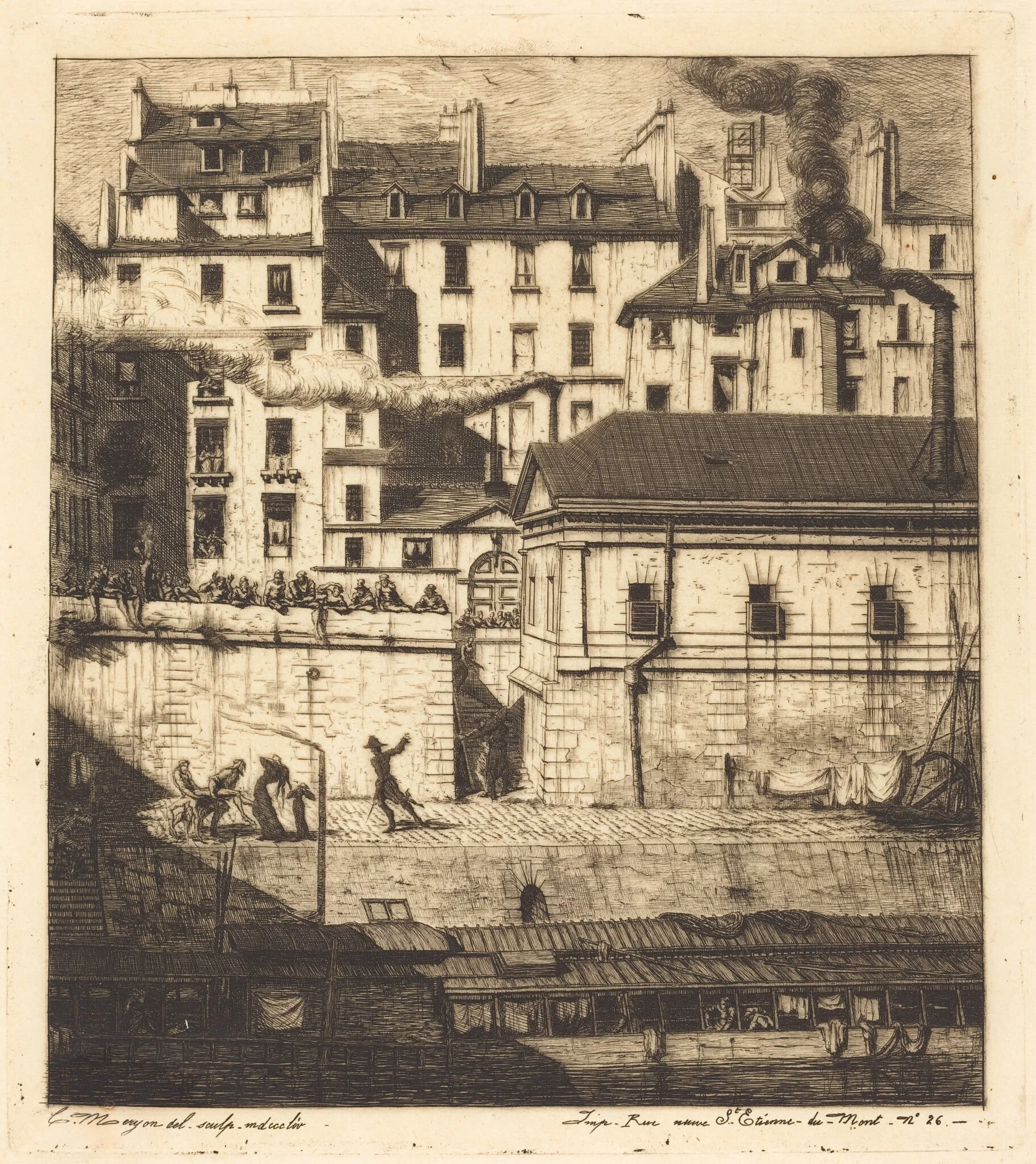 La morgue, Paris (The Mortuary), by Charles Meryon, ink, 1854