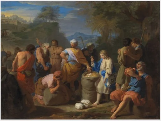 The Finding of Joseph's Cup in Benjamin's Sack, by Nicolas de Poilly the Younger, oil, 1700