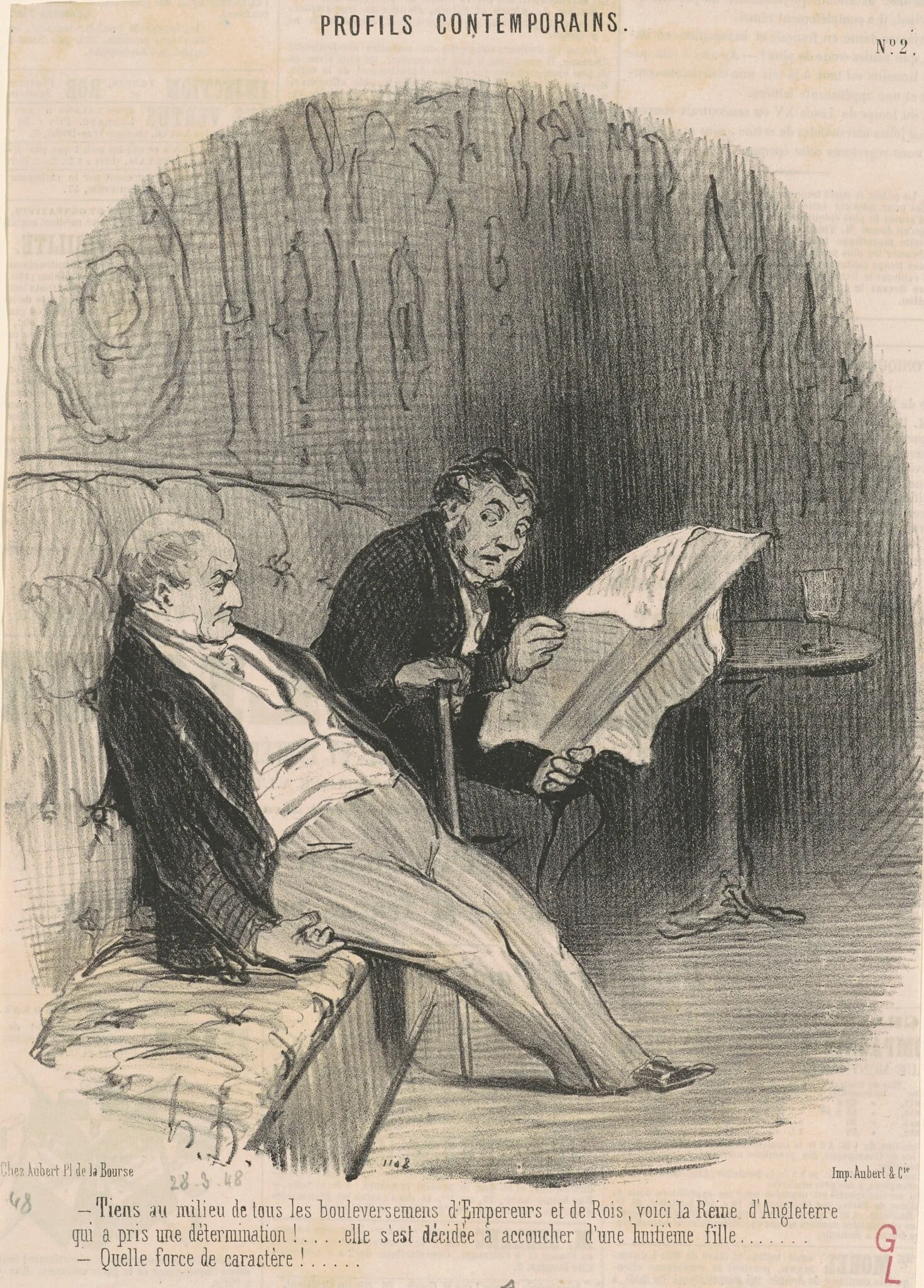 Tiens au milieu de ...bouleversemens ..., by Honoré Daumier, ink, 1848