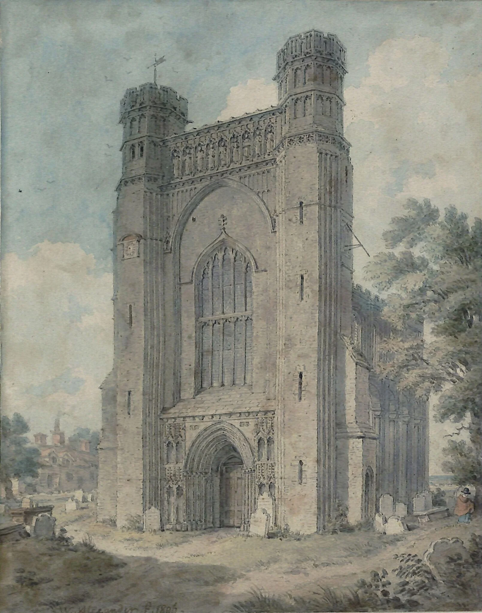 Thorney Abbey, Cambridgeshire, by William Alexander, watercolor, 1806