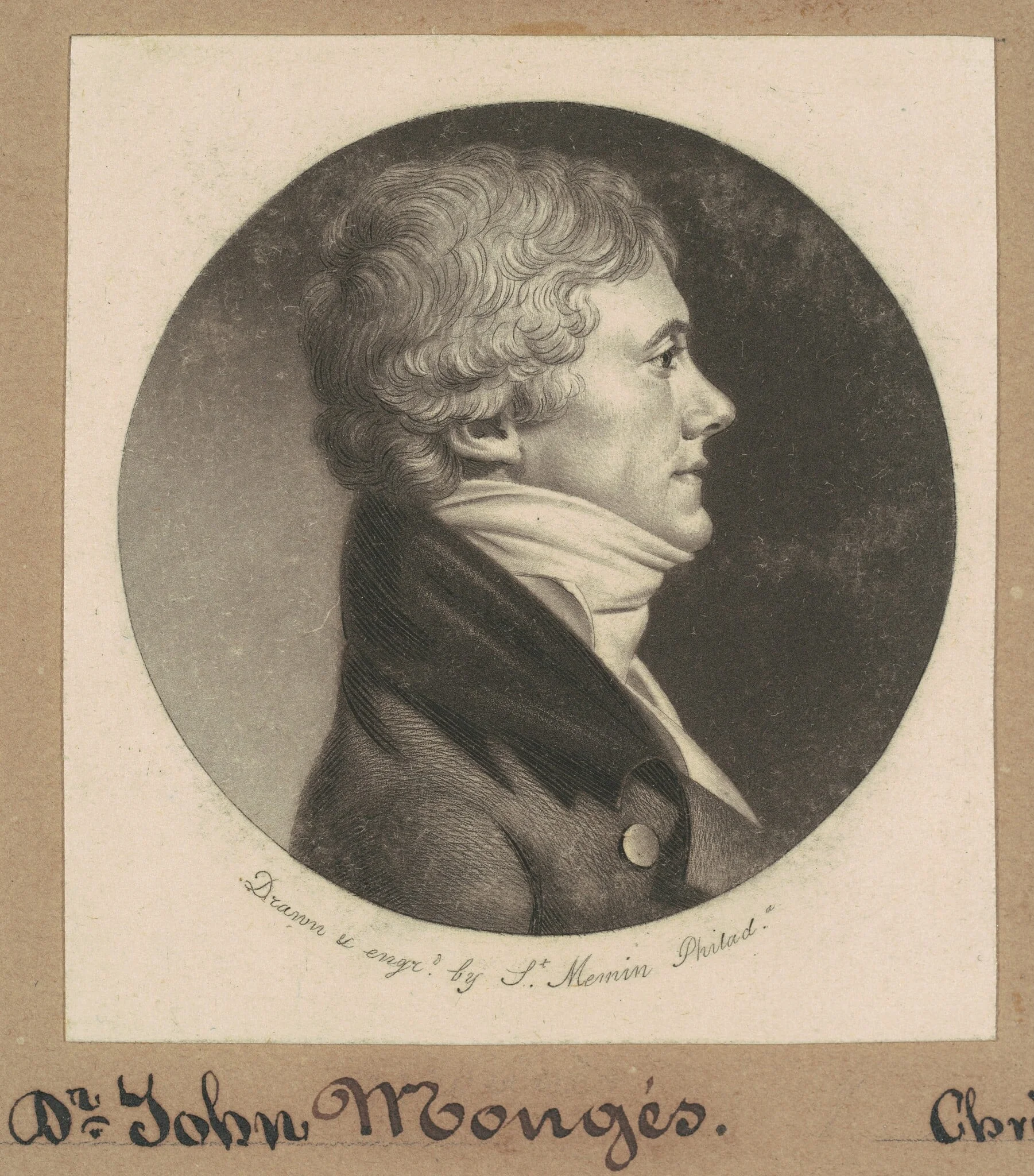 John Armentaire Monges, by Charles Balthazar Julien Févret de Saint-Mémin, ink, 1800