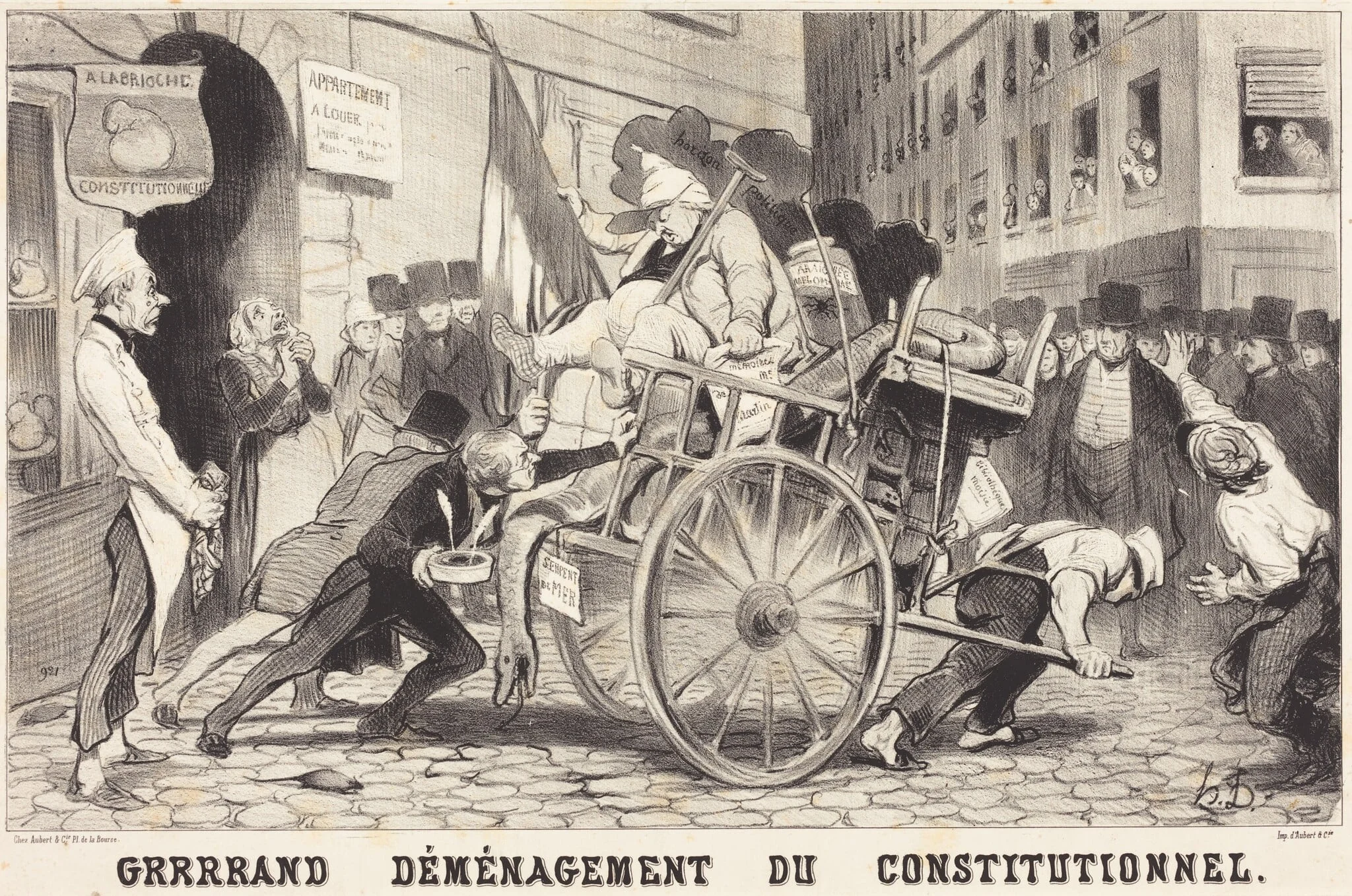 Grrrrand Déménagement du Constitutionnel, by Honoré Daumier, ink, 1846